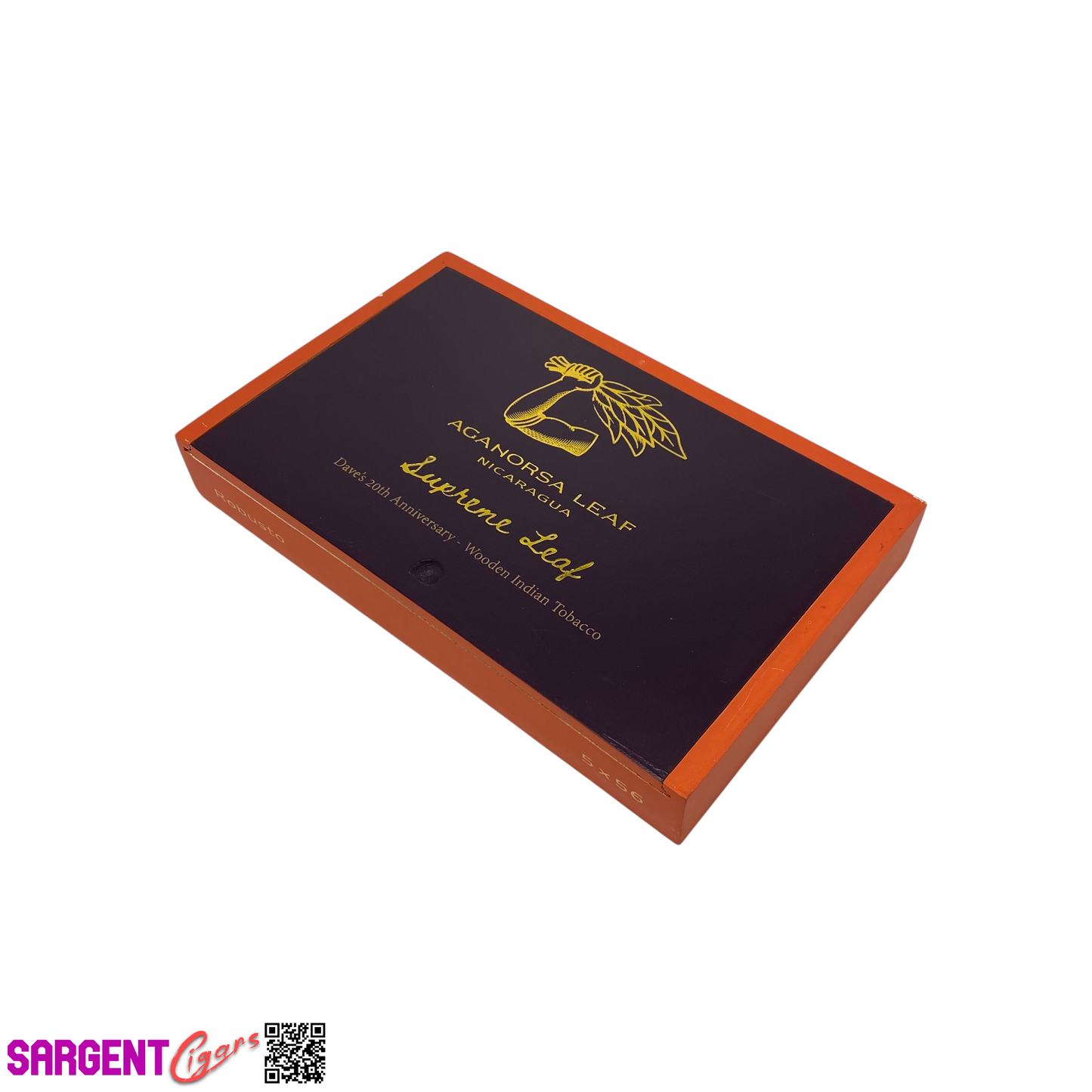 Aganorsa Leaf Supreme Leaf 20th Robusto Empty Wooden Cigar Box 9.5x6x1.25