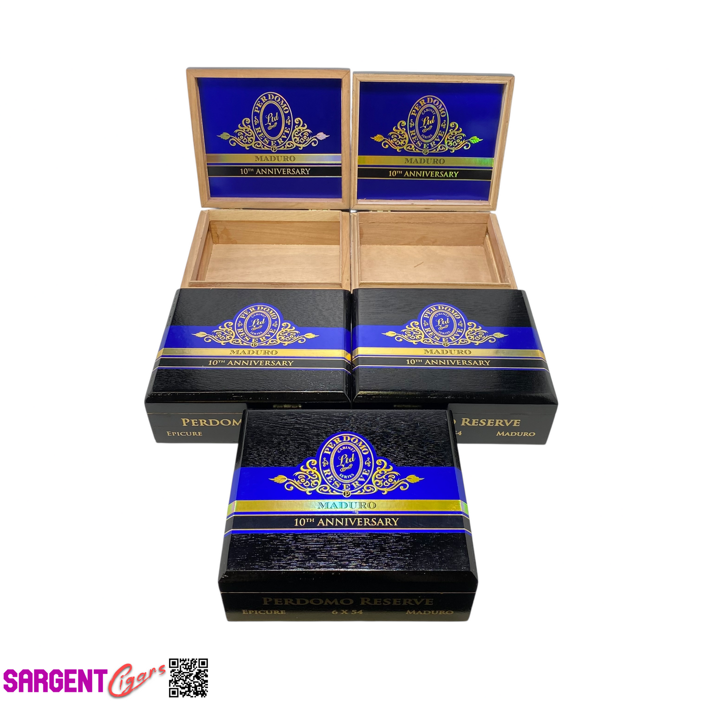 Lot of 5 Perdomo 10th Ann Maduro Epicure Empty Wooden Cigar Boxes 8x7.5x3 #141