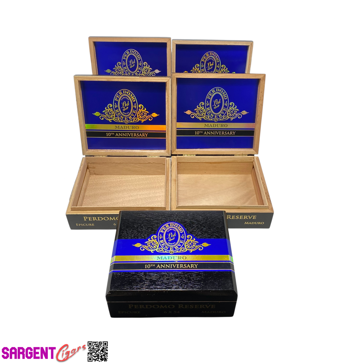 Lot of 5 Perdomo 10th Ann Maduro Epicure Empty Wooden Cigar Boxes 8x7.5x3 #141