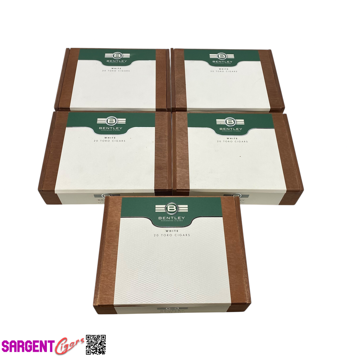 Lot of 5 Bentley White Toro Empty Wooden Cigar Boxes 8.75x7x2 #99