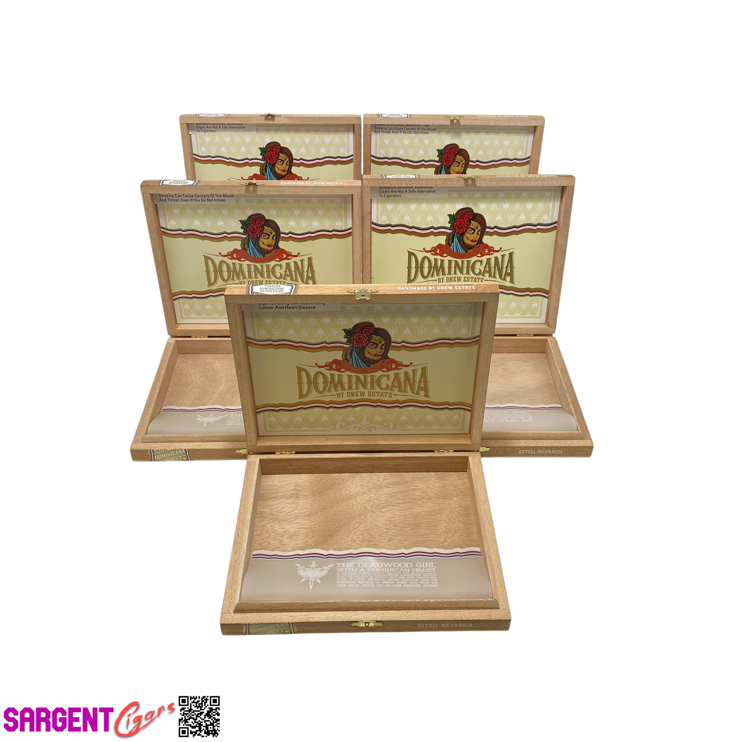 Lot of 5 Deadwood Dominicana Toro Empty Wooden Cigar Boxes 9x7.25x1.25 #13