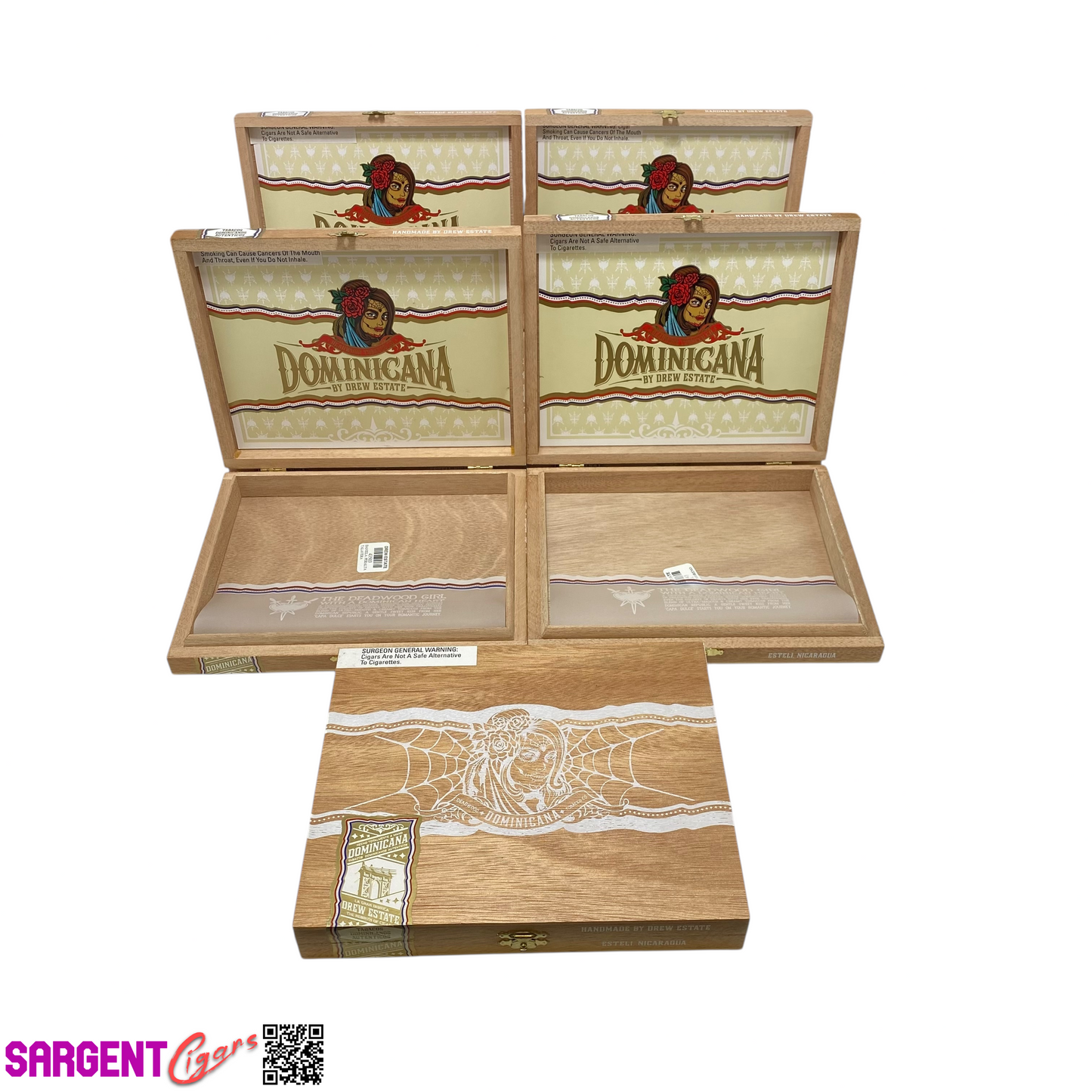 Lot of 5 Deadwood Dominicana Toro Empty Wooden Cigar Boxes 9x7.25x1.25 #13