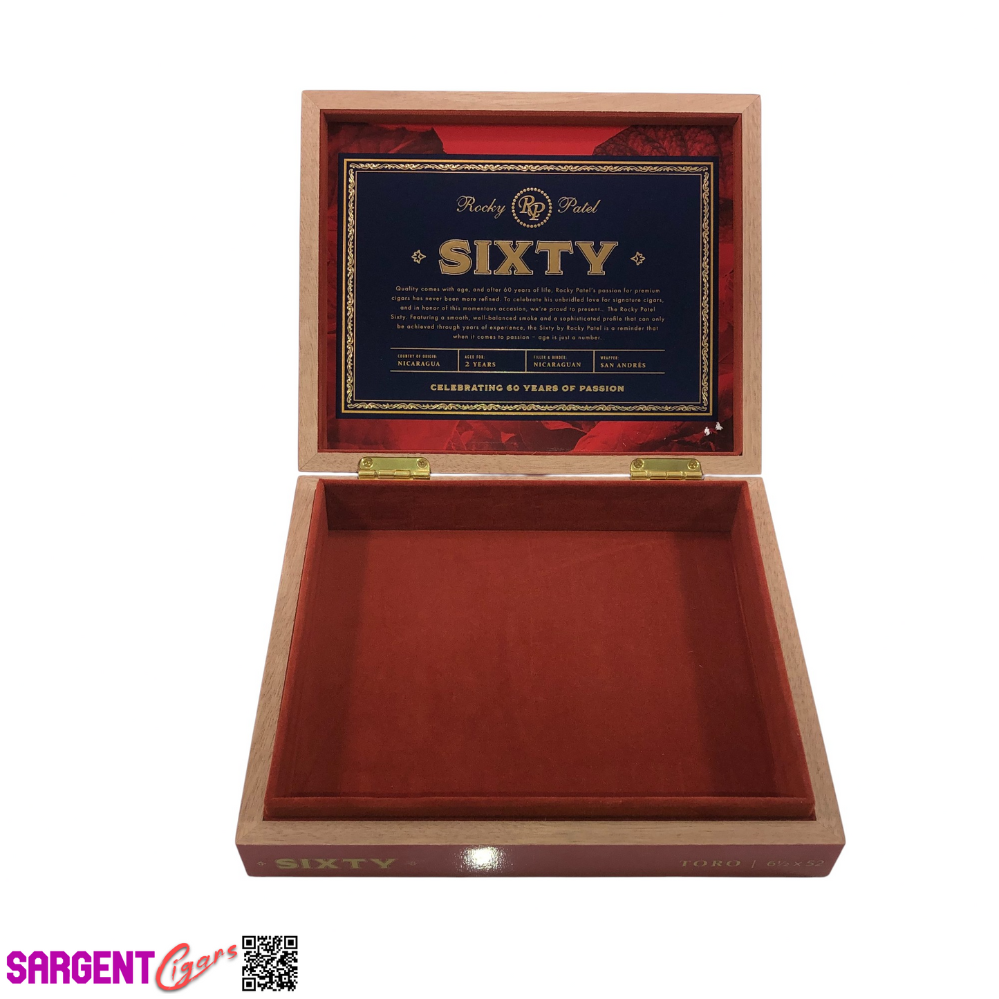 Rocky Patel Sixty Toro Empty Wooden Cigar Box 9.25x7.75x2
