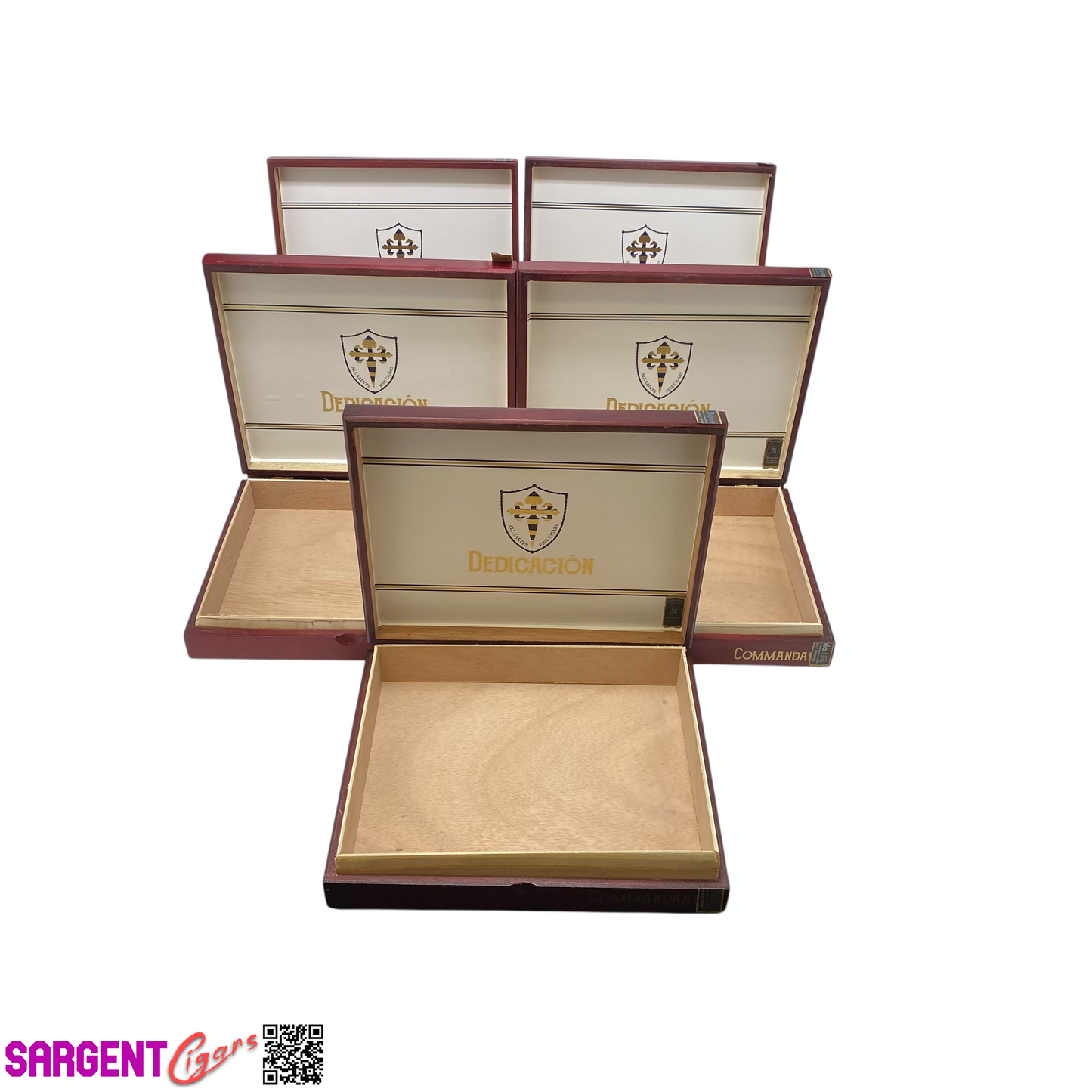 Lot of 5 All Saints Cigars Dedication Commandant Empty Wooden Cigar Boxes 9x7.5x1.5 #60