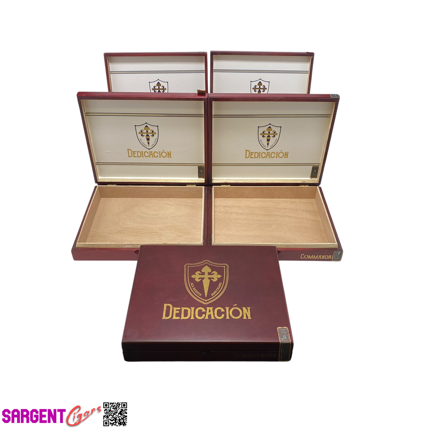Lot of 5 All Saints Cigars Dedication Commandant Empty Wooden Cigar Boxes 9x7.5x1.5 #60