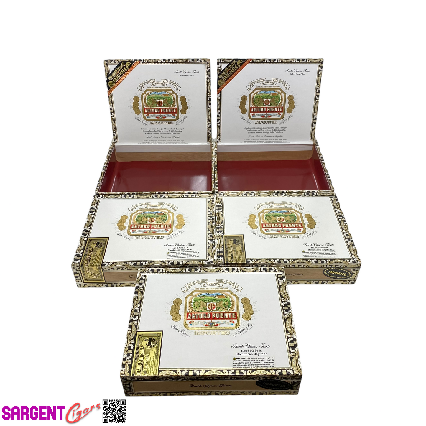 Lot of 5 Arturo Fuente Chateau Empty Cigar Boxes 9.25x7.25x2.25 #25