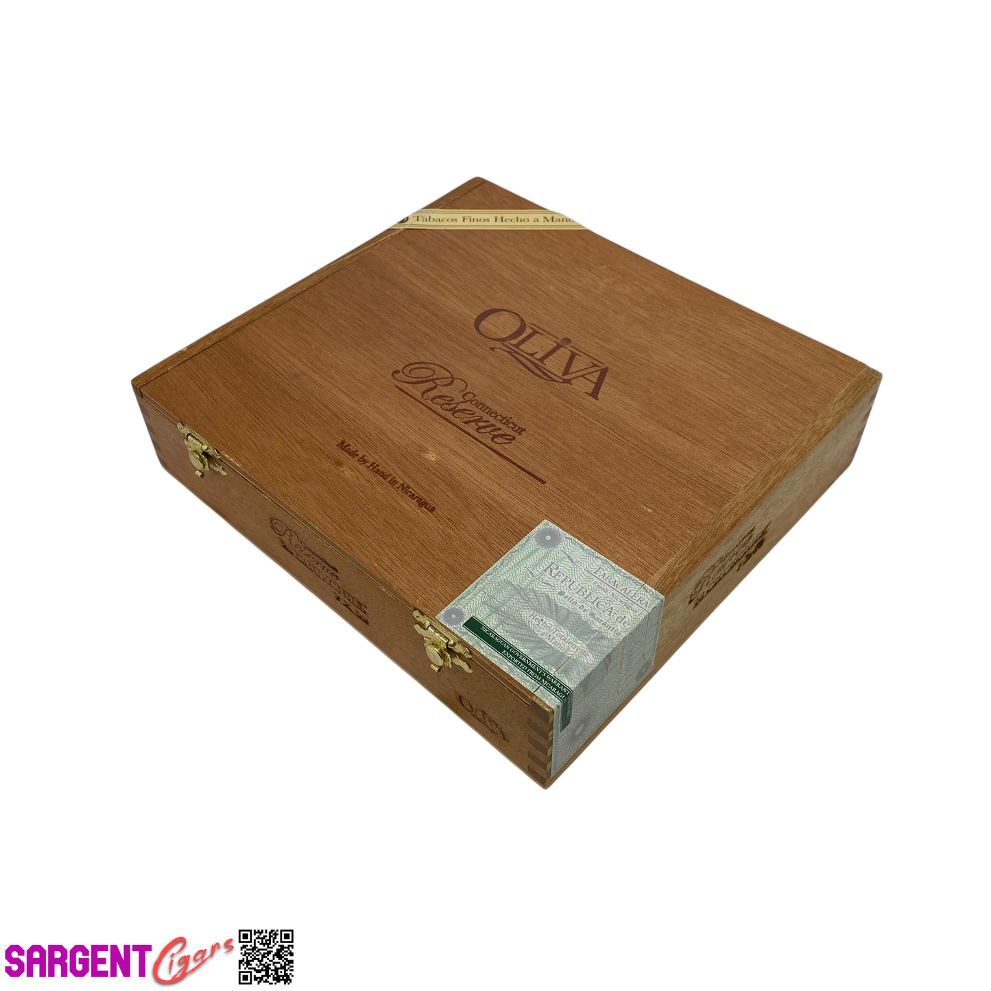 Oliva Reserve Connecticut Churchill Empty Wooden Cigar Box 8.5x8x2