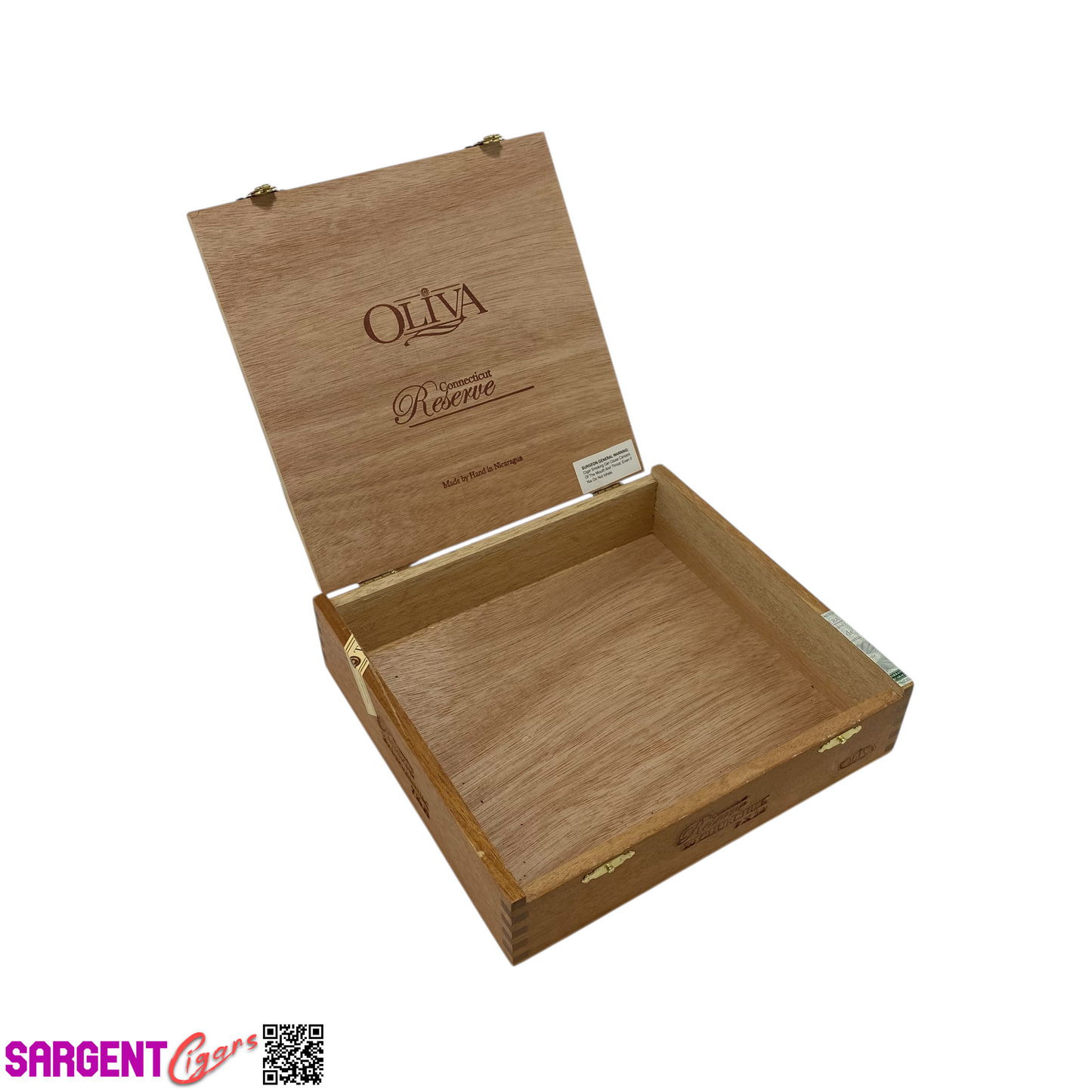 Oliva Reserve Connecticut Churchill Empty Wooden Cigar Box 8.5x8x2