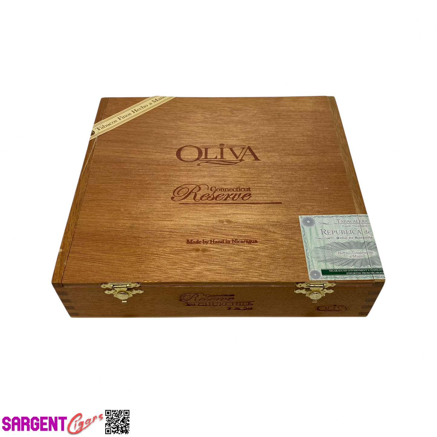 Oliva Reserve Connecticut Churchill Empty Wooden Cigar Box 8.5x8x2