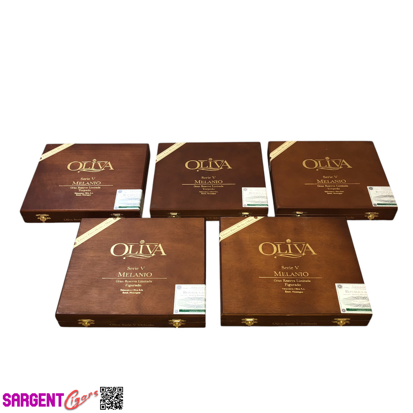 Lot of 5 Oliva Melanio Torpedo Empty Wooden Cigar Boxes 9x8x1.5 #148