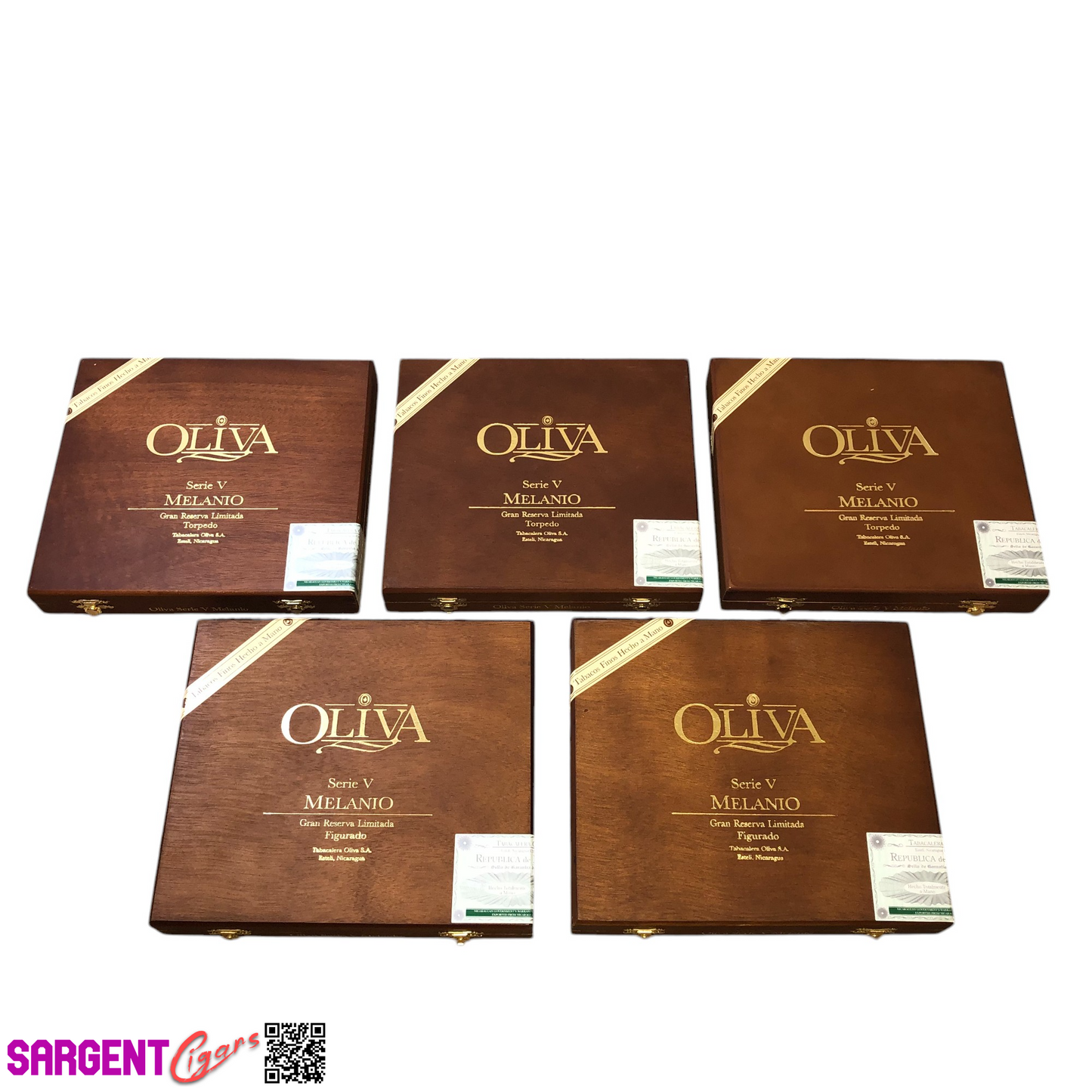 Lot of 5 Oliva Melanio Torpedo Empty Wooden Cigar Boxes 9x8x1.5 #148