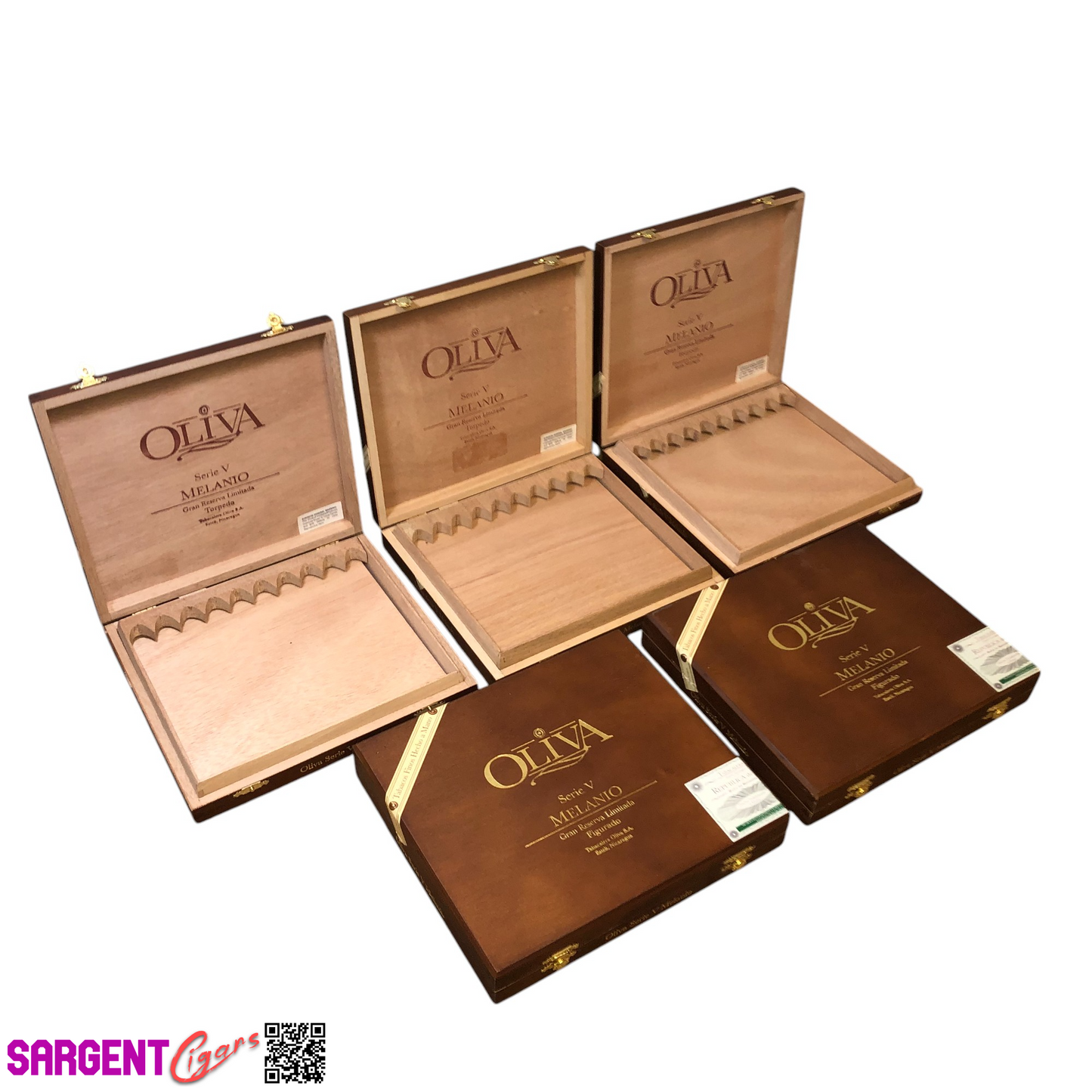 Lot of 5 Oliva Melanio Torpedo Empty Wooden Cigar Boxes 9x8x1.5 #148