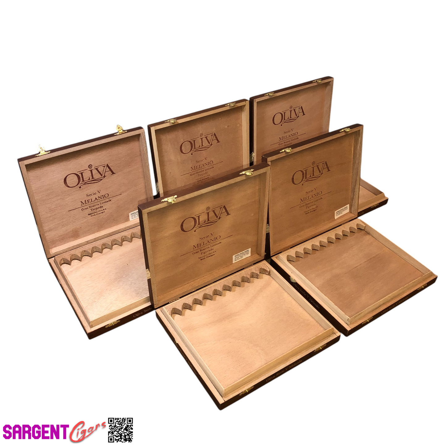 Lot of 5 Oliva Melanio Torpedo Empty Wooden Cigar Boxes 9x8x1.5 #148
