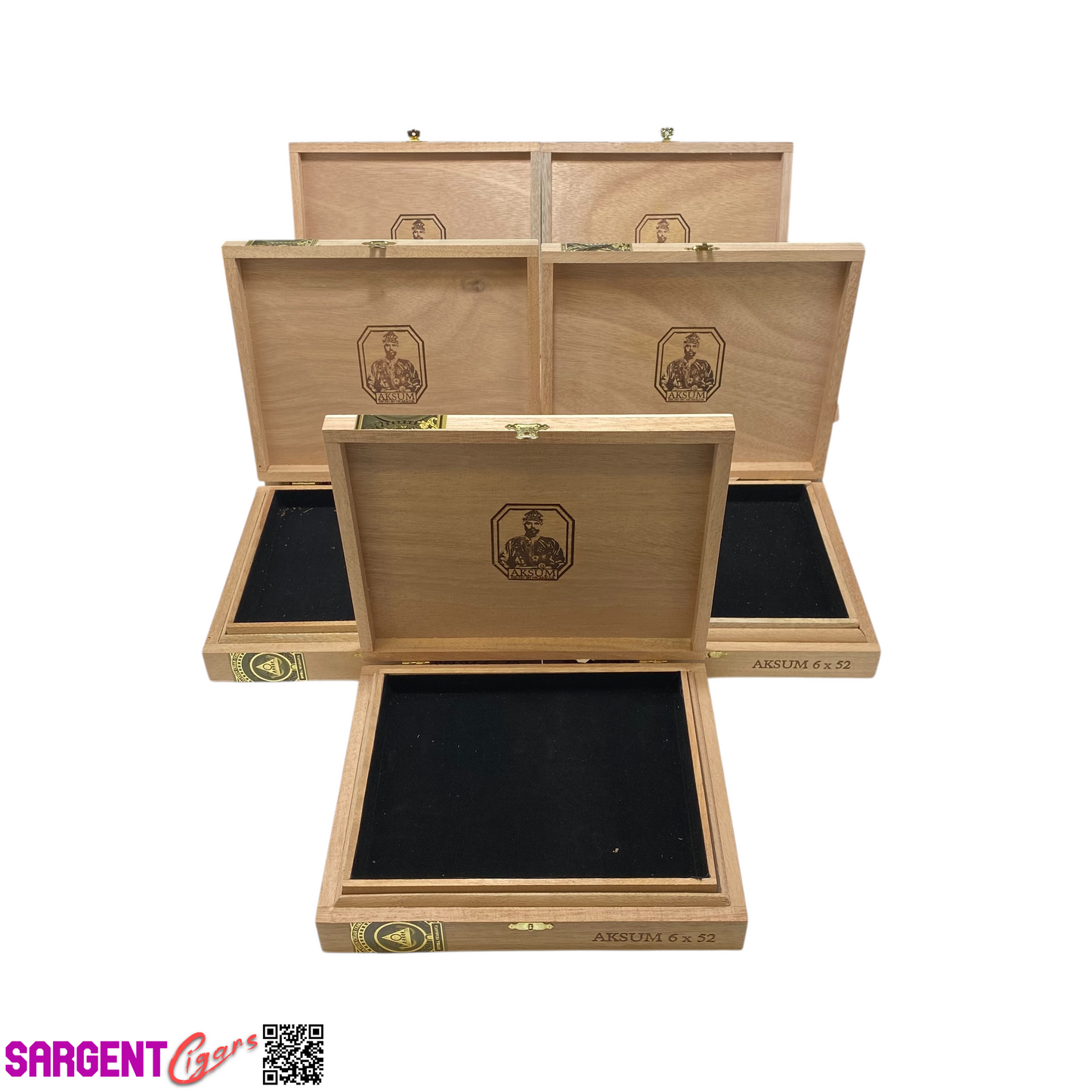 Lot of 5 Foundation Aksum 52 Empty Wooden Cigar Boxes 9.25x8x1.75 #29