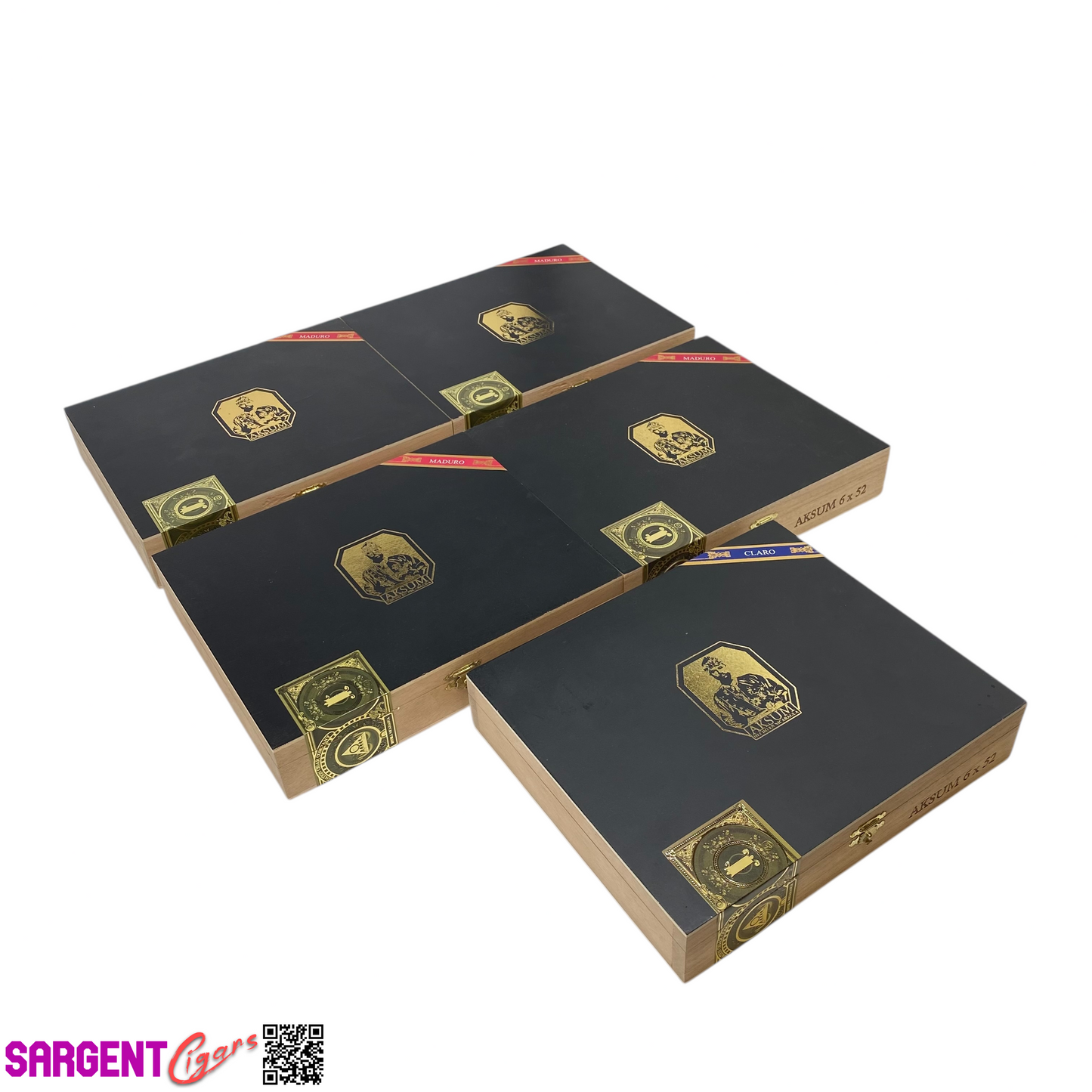 Lot of 5 Foundation Aksum 52 Empty Wooden Cigar Boxes 9.25x8x1.75 #29