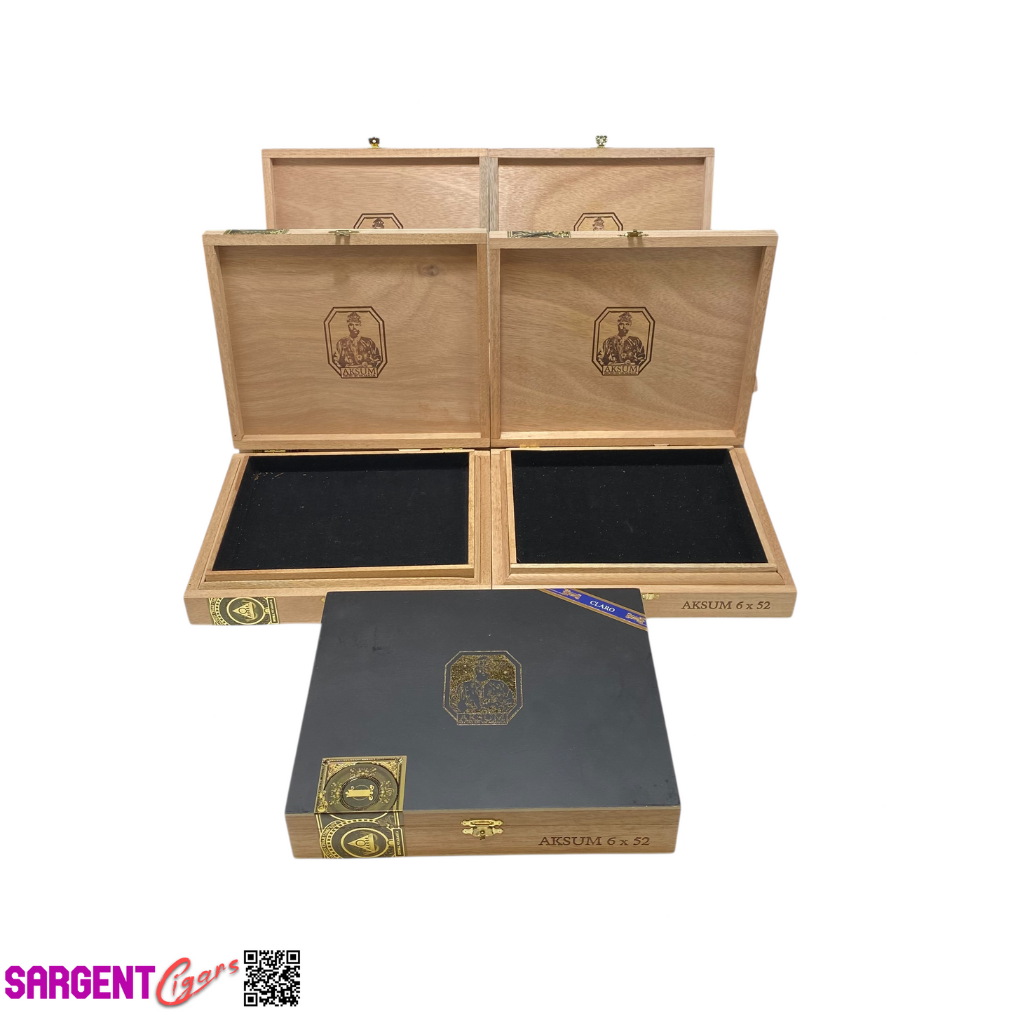Lot of 5 Foundation Aksum 52 Empty Wooden Cigar Boxes 9.25x8x1.75 #29