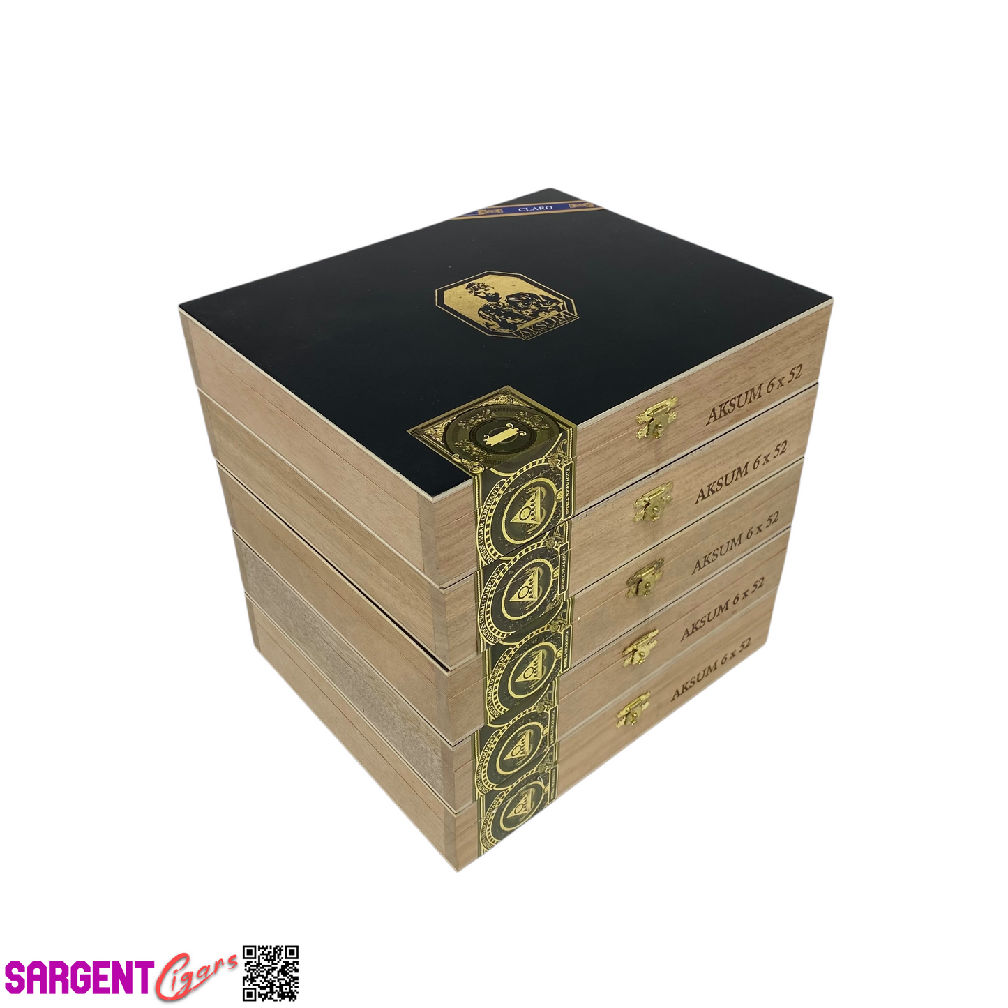 Lot of 5 Foundation Aksum 52 Empty Wooden Cigar Boxes 9.25x8x1.75 #29