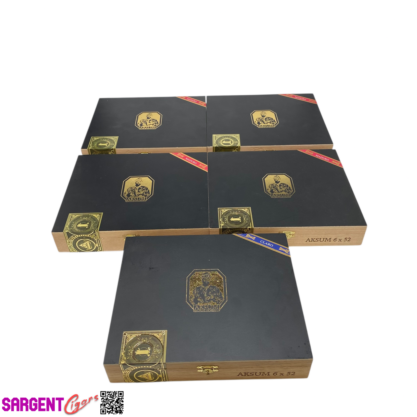 Lot of 5 Foundation Aksum 52 Empty Wooden Cigar Boxes 9.25x8x1.75 #29
