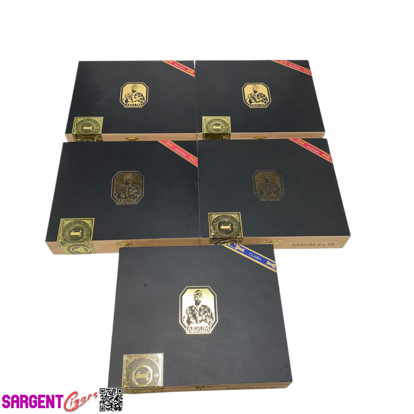 Lot of 5 Foundation Aksum 52 Empty Wooden Cigar Boxes 9.25x8x1.75 #29