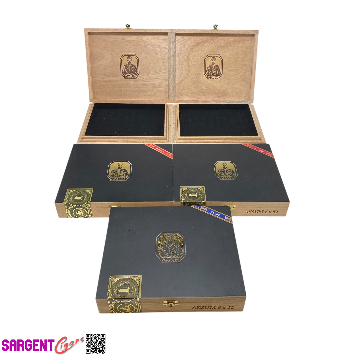 Lot of 5 Foundation Aksum 52 Empty Wooden Cigar Boxes 9.25x8x1.75 #29