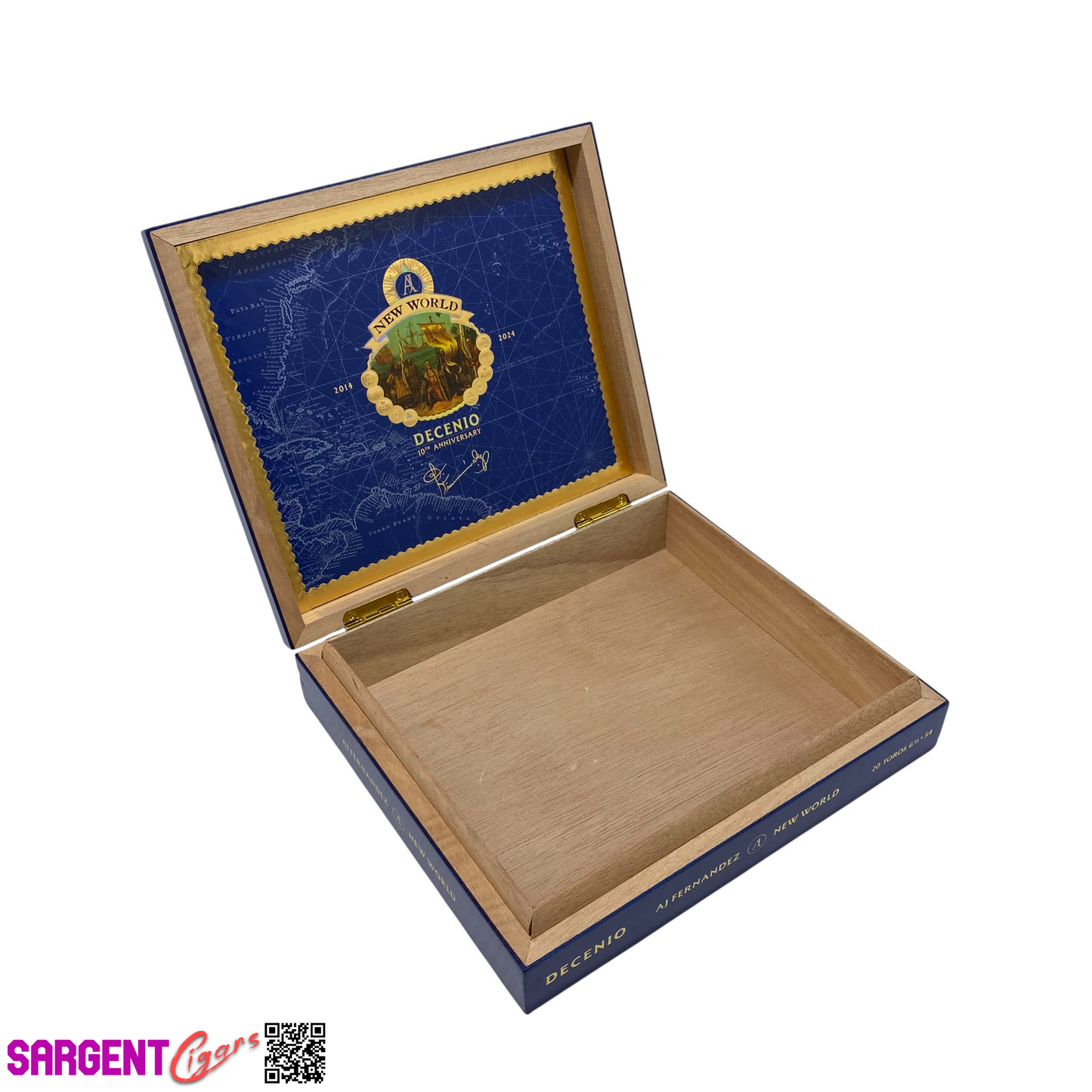 Aj Fernandez New World Decenio Toro Empty Wooden Cigar Box 9x7.75x2