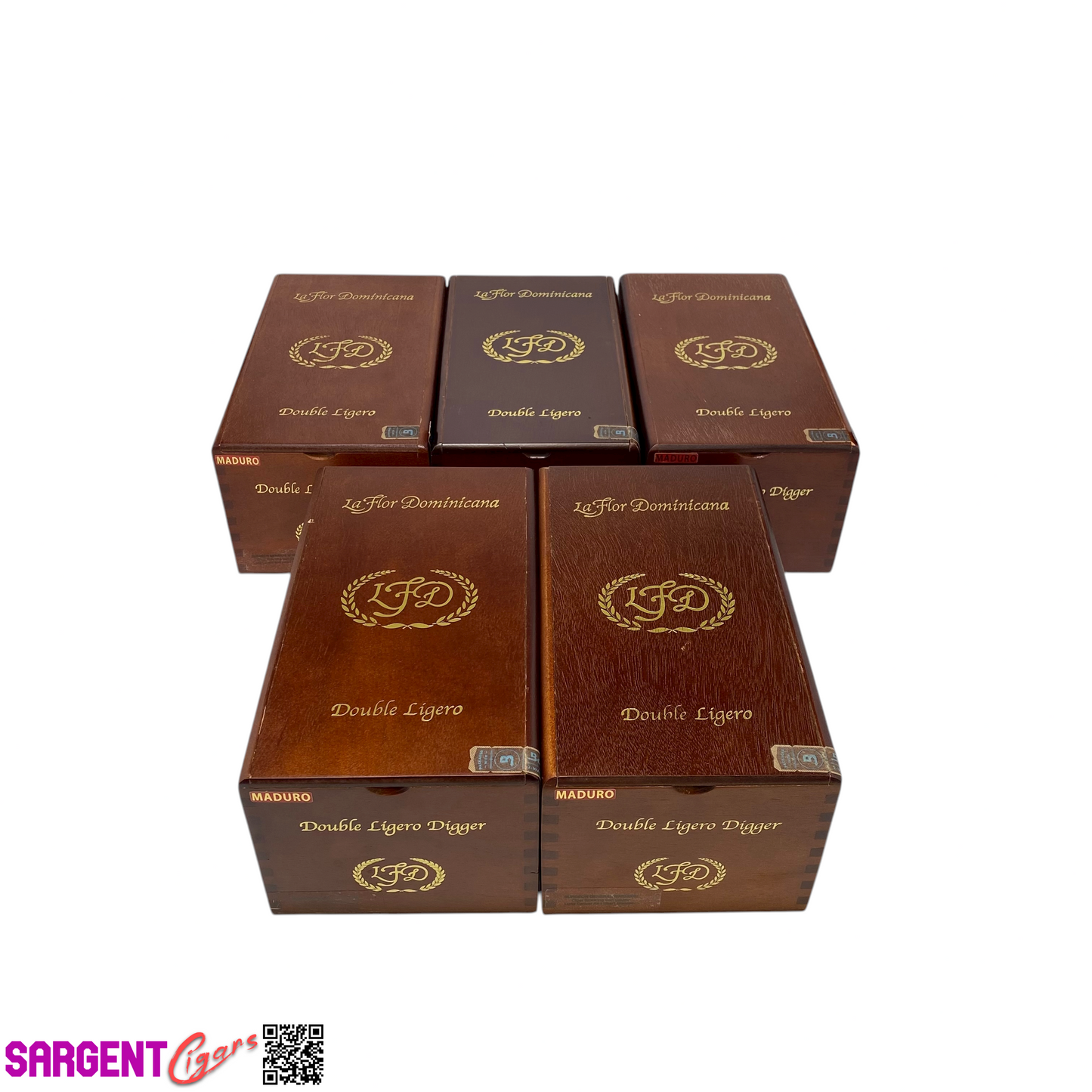 Lot of 5 LFD Digger Empty Wooden Cigar Boxes 5.5x9x4 #61