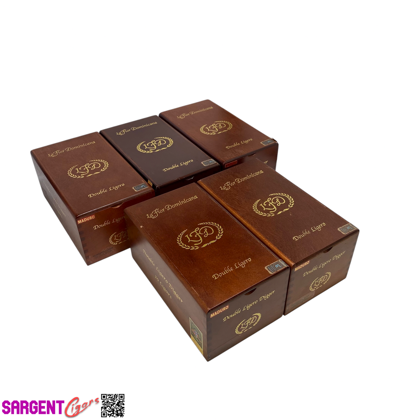 Lot of 5 LFD Digger Empty Wooden Cigar Boxes 5.5x9x4 #61