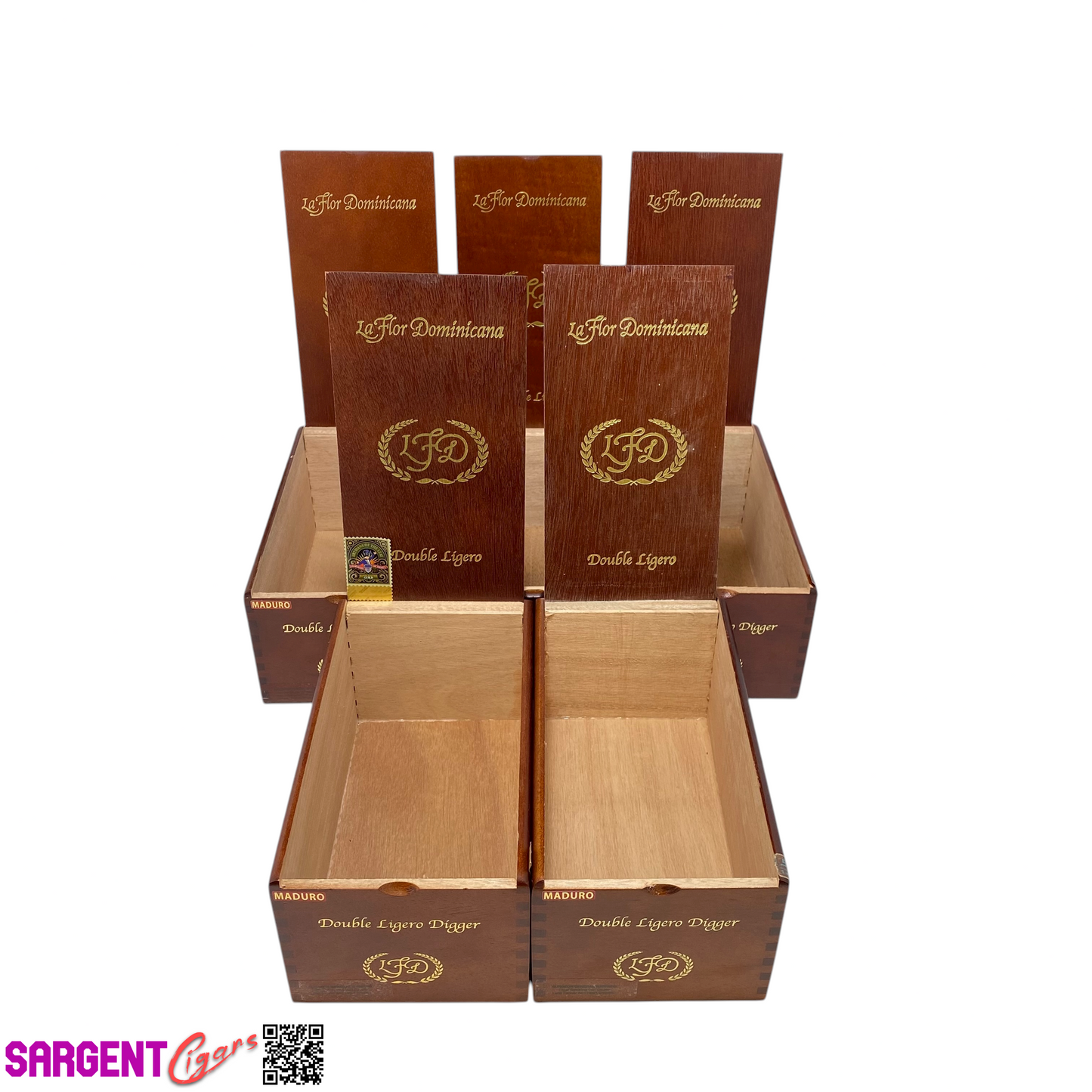 Lot of 5 LFD Digger Empty Wooden Cigar Boxes 5.5x9x4 #61