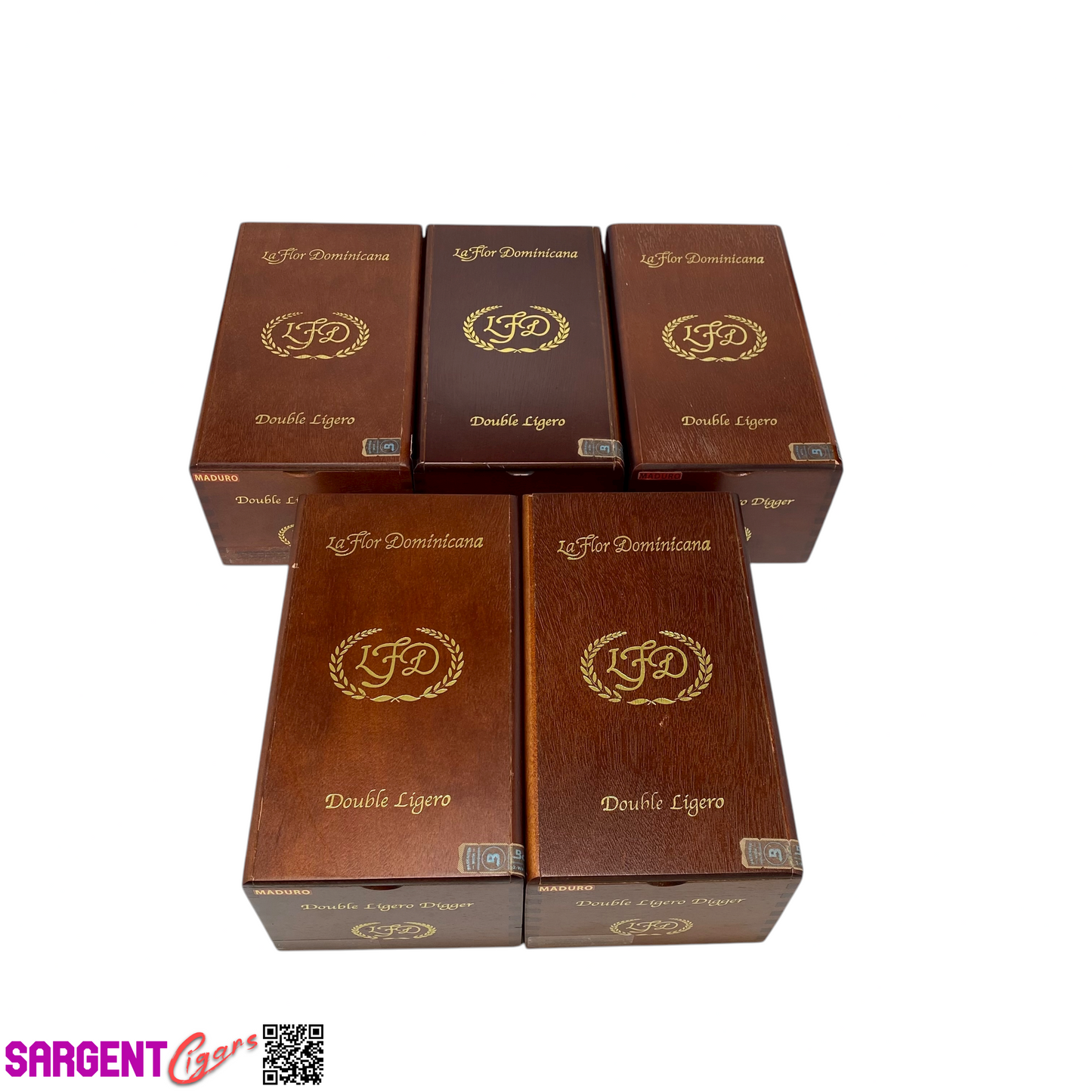 Lot of 5 LFD Digger Empty Wooden Cigar Boxes 5.5x9x4 #61