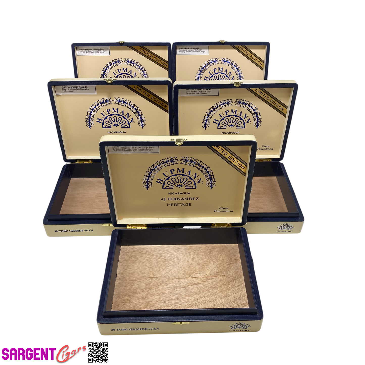 Lot of 5 H Upmann Heritage Toro Grande Empty Wooden Cigar Boxes 9.5x7.25x2 #131