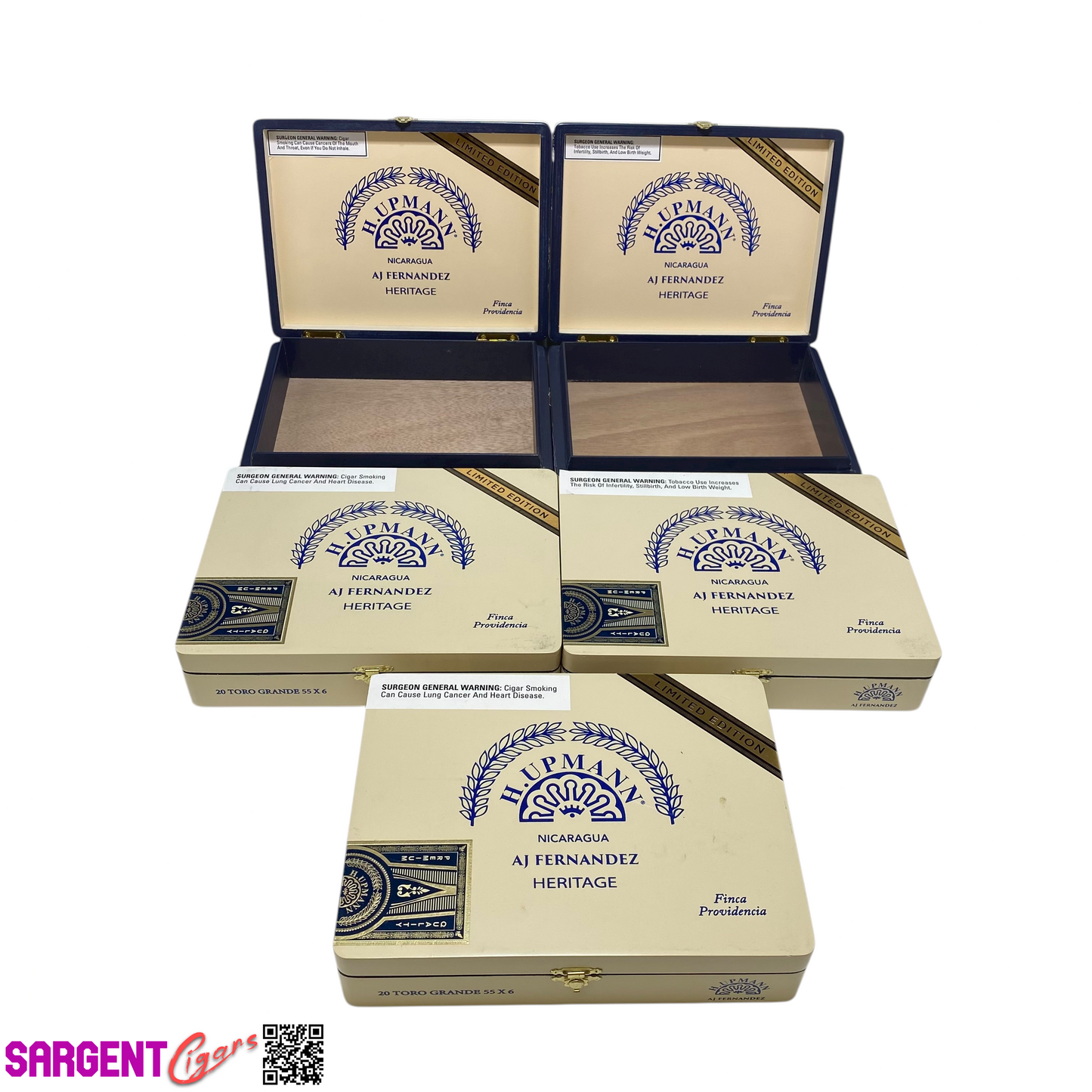 Lot of 5 H Upmann Heritage Toro Grande Empty Wooden Cigar Boxes 9.5x7.25x2 #131