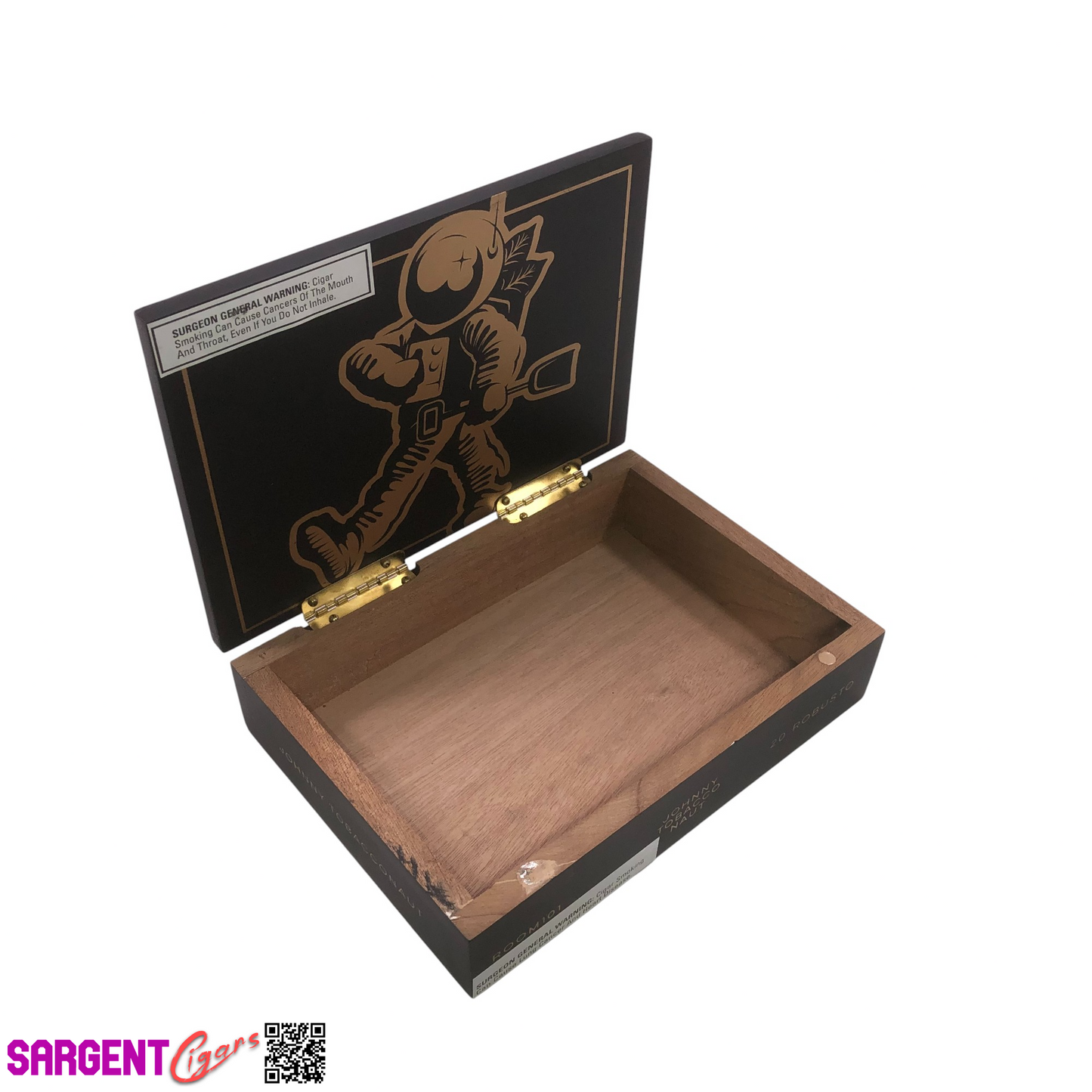 Room 101 Johnny Tobacconaut Robusto Empty Wooden Cigar Box 8.5x6.25x2