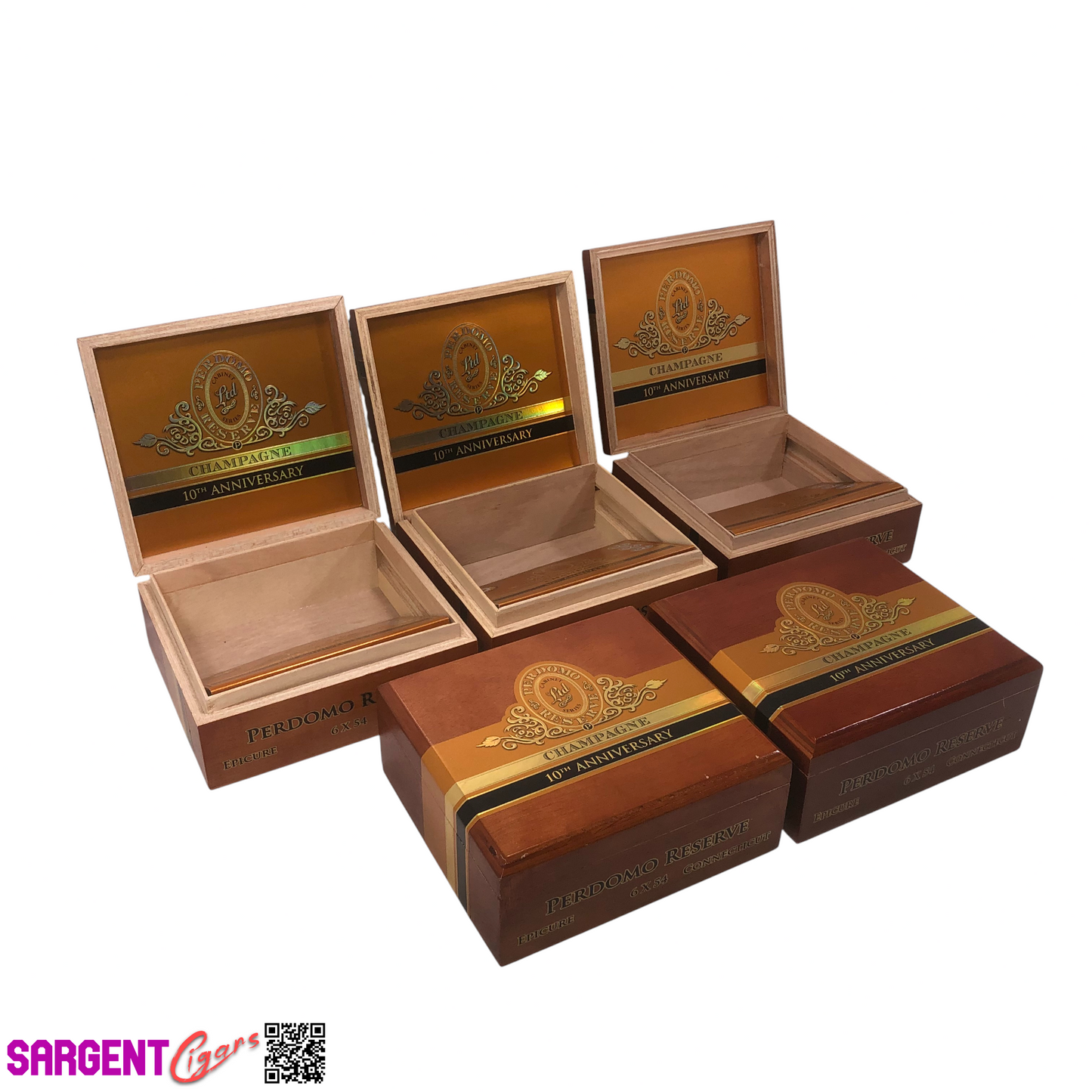 Lot of 5 Perdomo Champagne Epicure Empty Wooden Cigar Boxes 8x7.5x3.25 #145