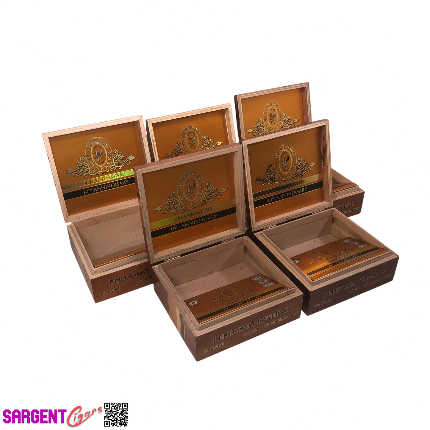 Lot of 5 Perdomo Champagne Epicure Empty Wooden Cigar Boxes 8x7.5x3.25 #145