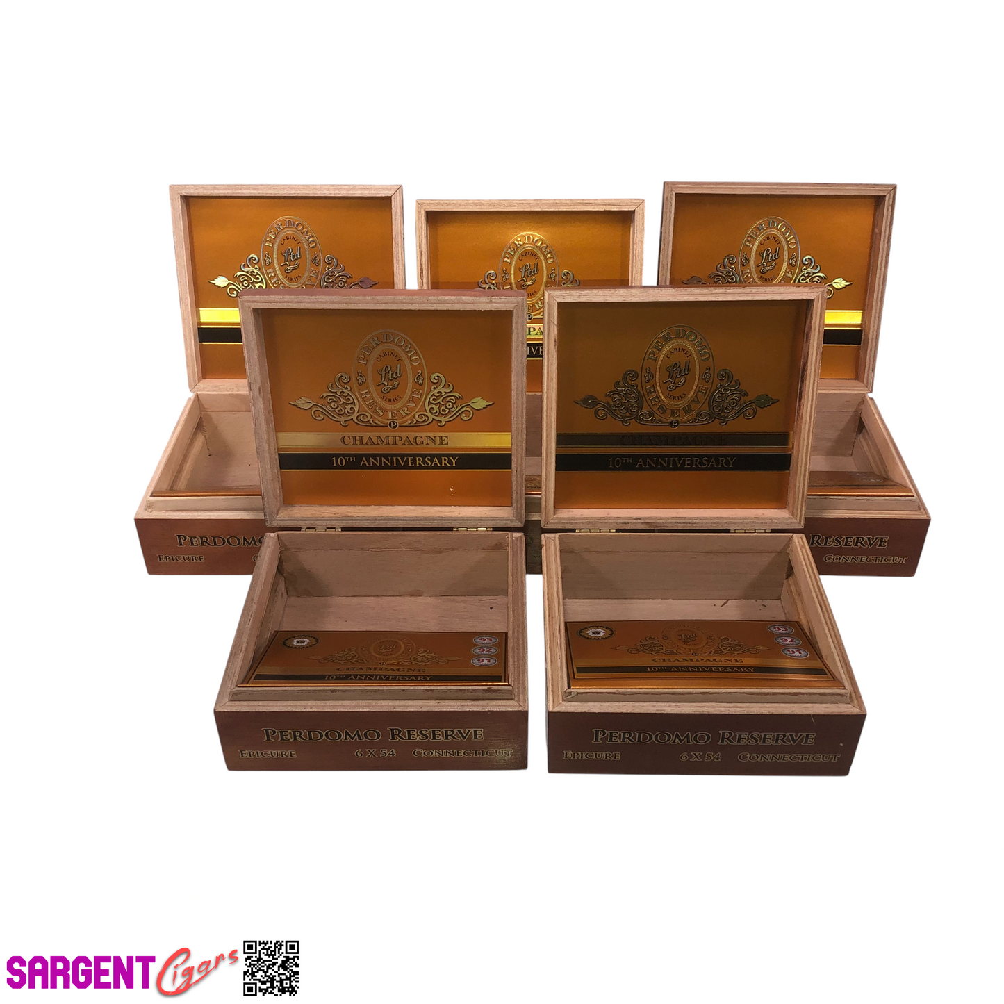 Lot of 5 Perdomo Champagne Epicure Empty Wooden Cigar Boxes 8x7.5x3.25 #145