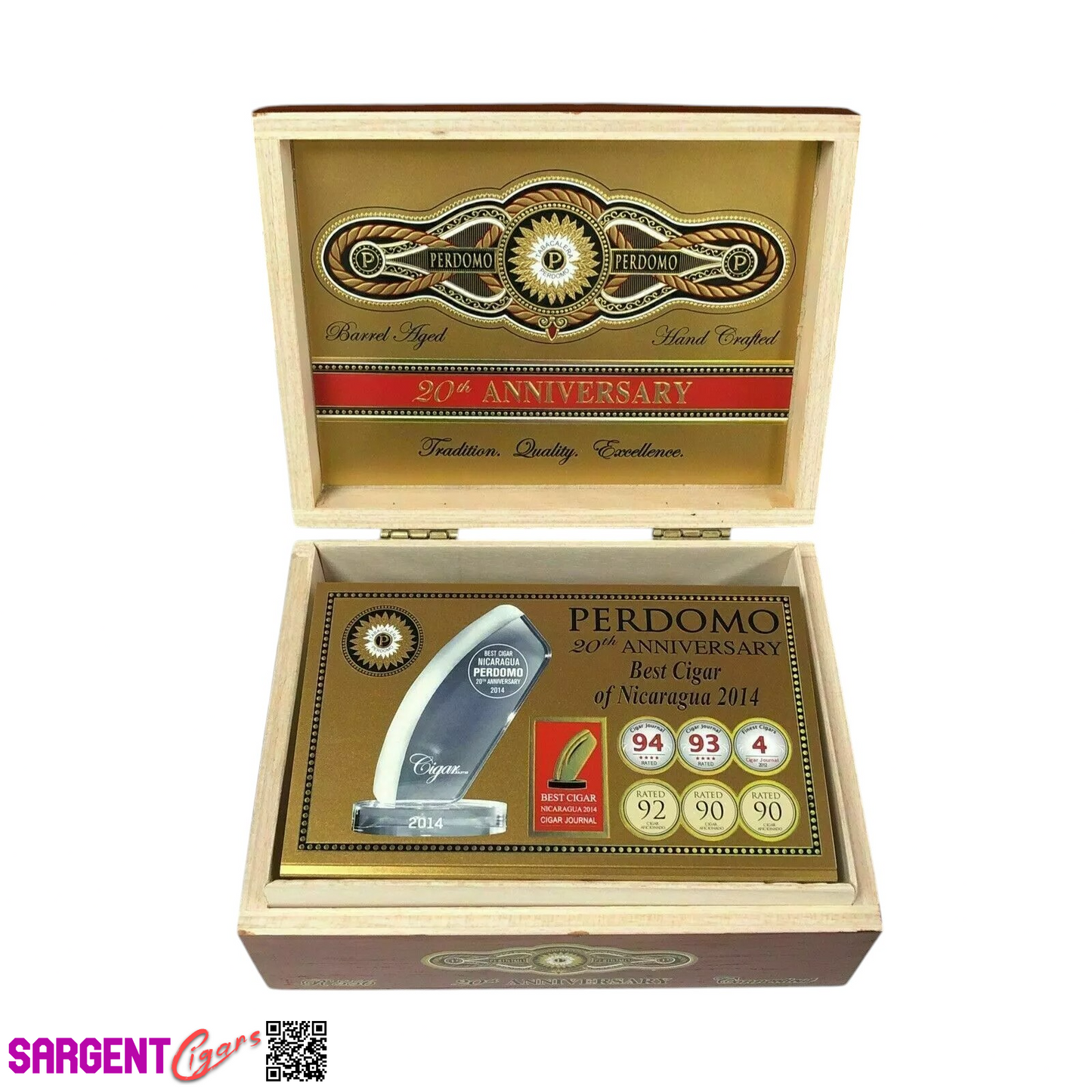 Perdomo 20th Anniversary Connecticut Robusto Empty Wooden Cigar Box 8x6x3.5