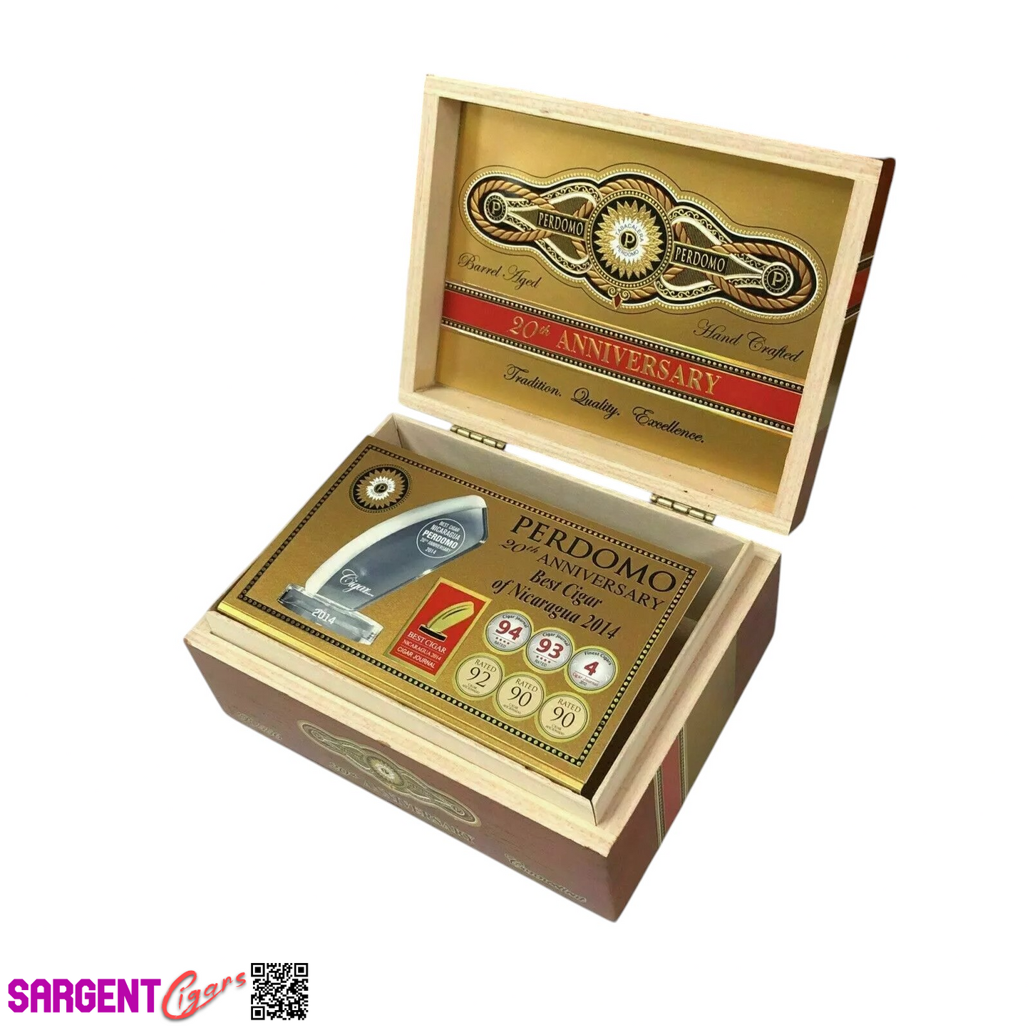 Perdomo 20th Anniversary Connecticut Robusto Empty Wooden Cigar Box 8x6x3.5