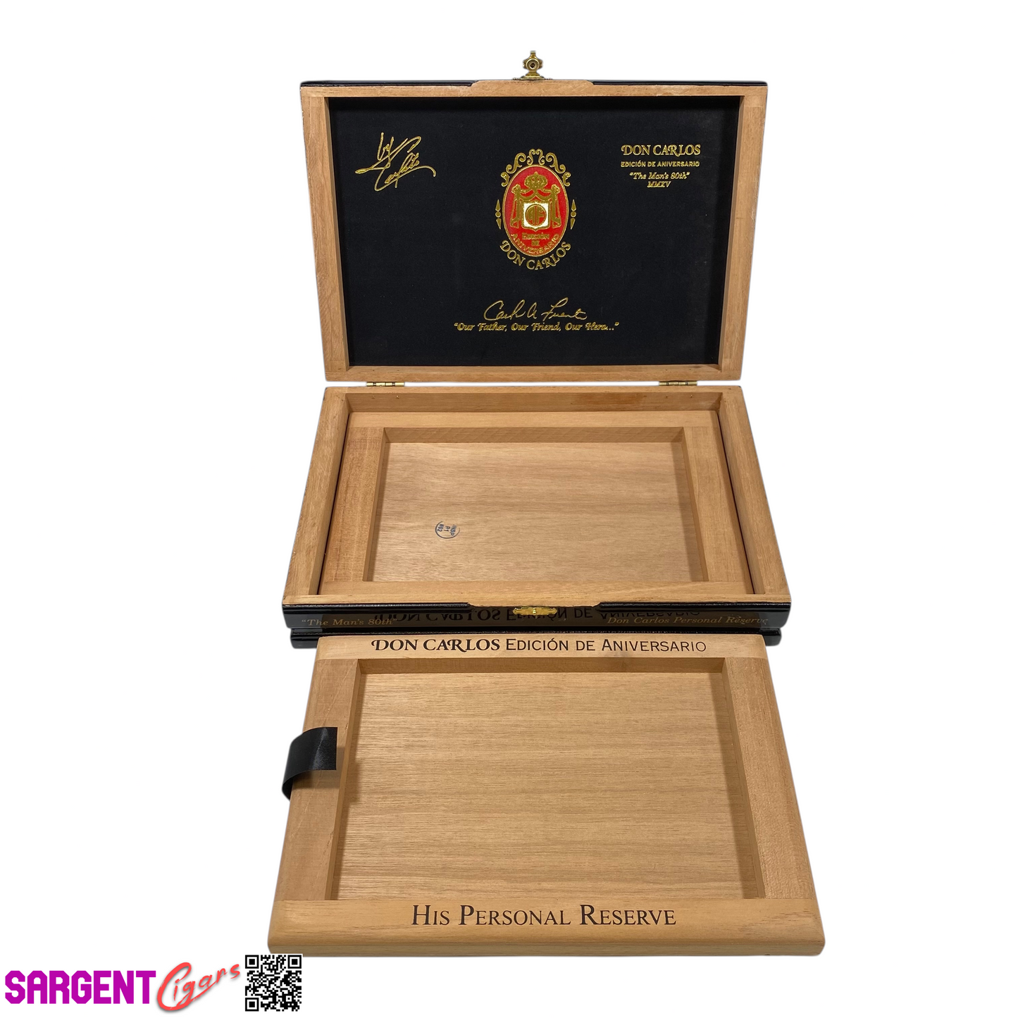 Arturo Fuente Don Carlos 80th Empty Wooden Cigar Box 11x7.25x2.25 (1)