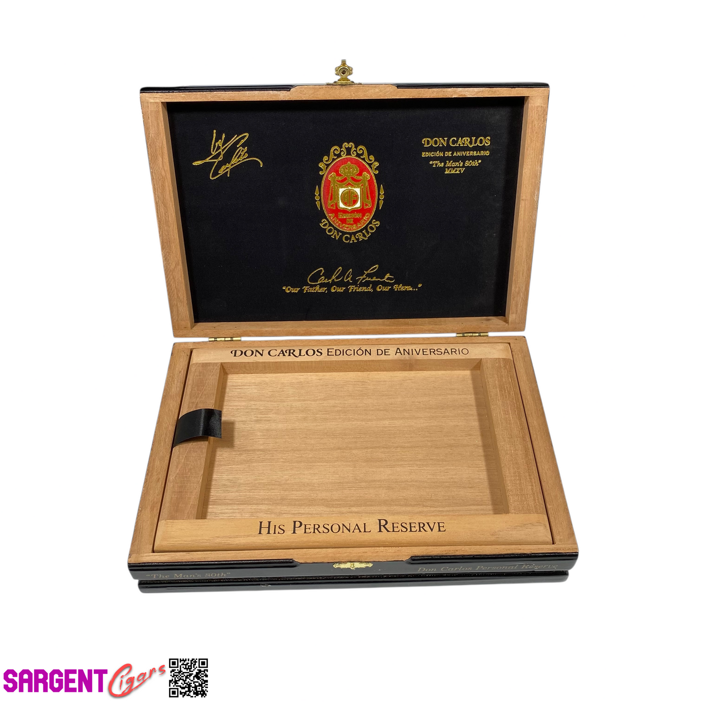Arturo Fuente Don Carlos 80th Empty Wooden Cigar Box 11x7.25x2.25 (1)