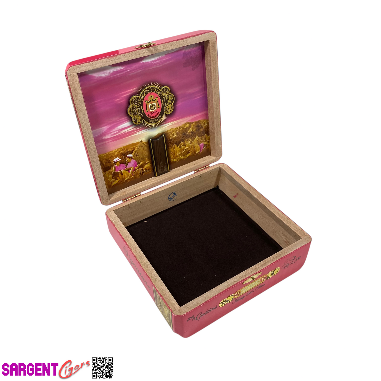 Arturo Fuente Opus X Rare Pink Signature Empty Wooden Cigar Box 7.25x7x2.75