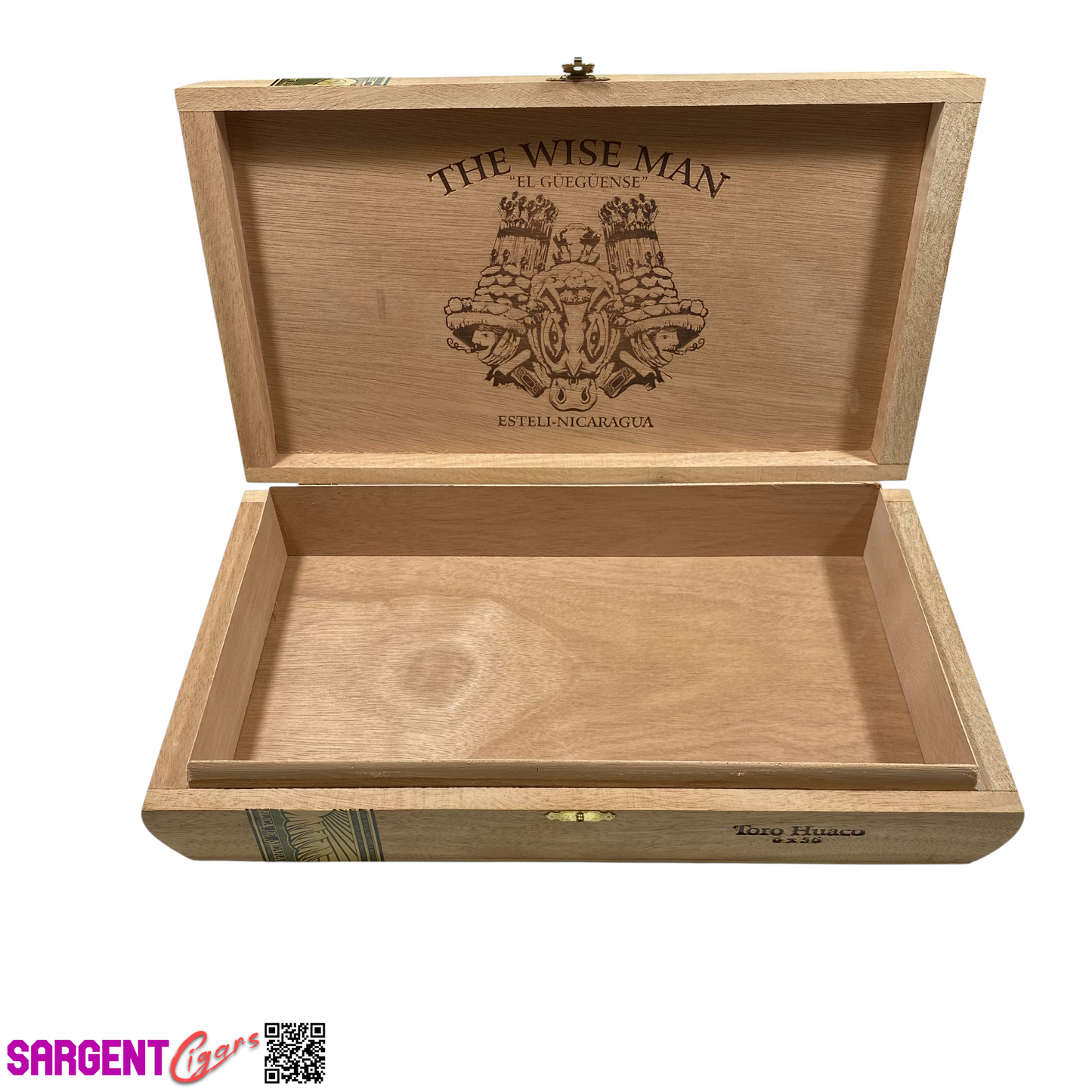 The Wise Man El Gueguense Toro Empty Wooden Cigar Box 12.5x7x2
