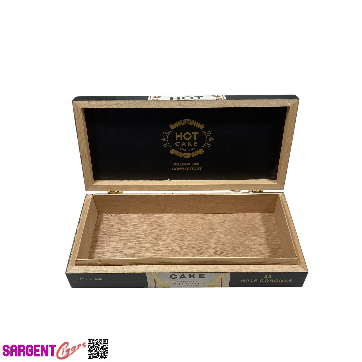 HVC Hot Cake Half Corona Empty Wooden Cigar Box 10x4.75x2