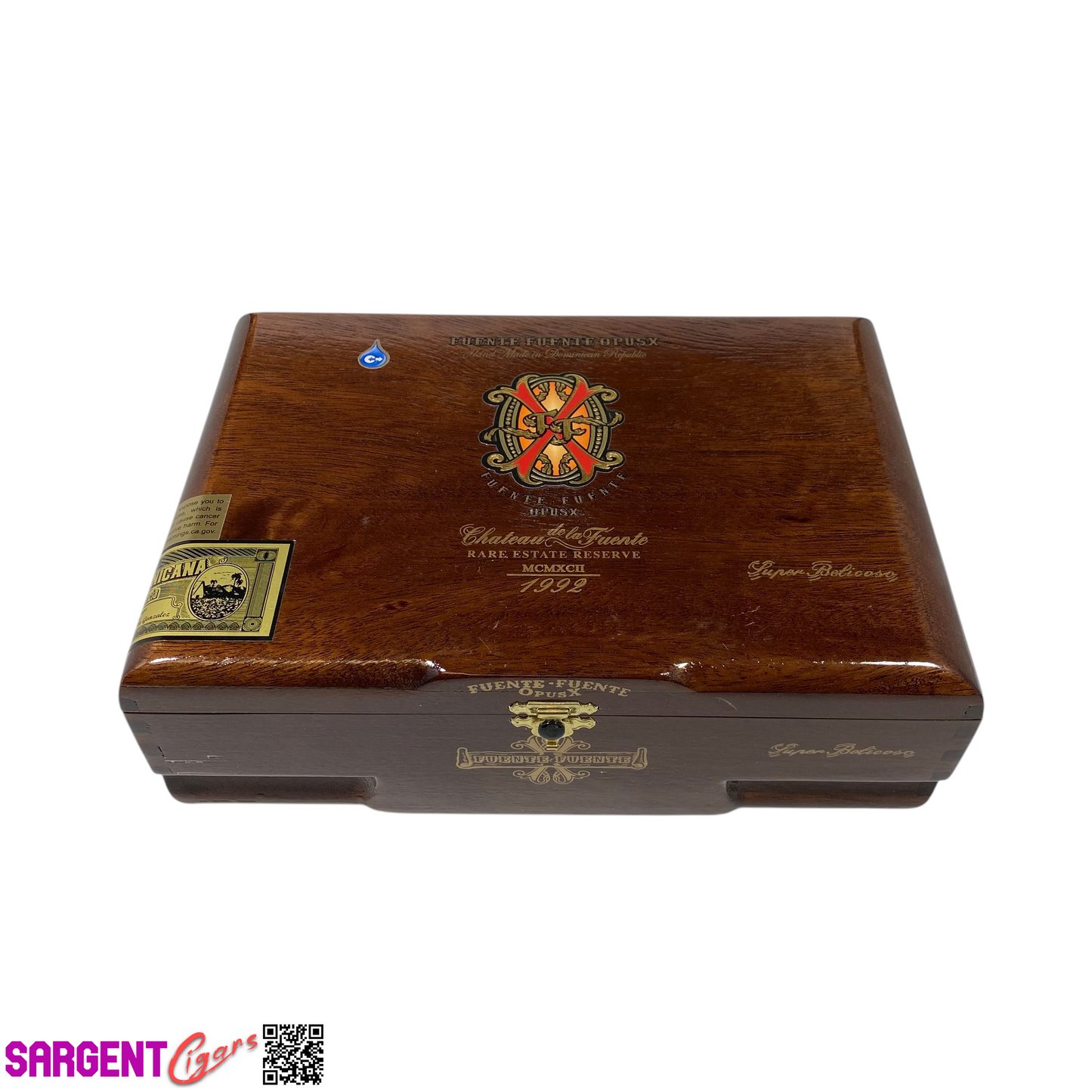 Arturo Fuente Opus X Super Belicoso Empty Wooden Cigar Box 9.75x6.75x3