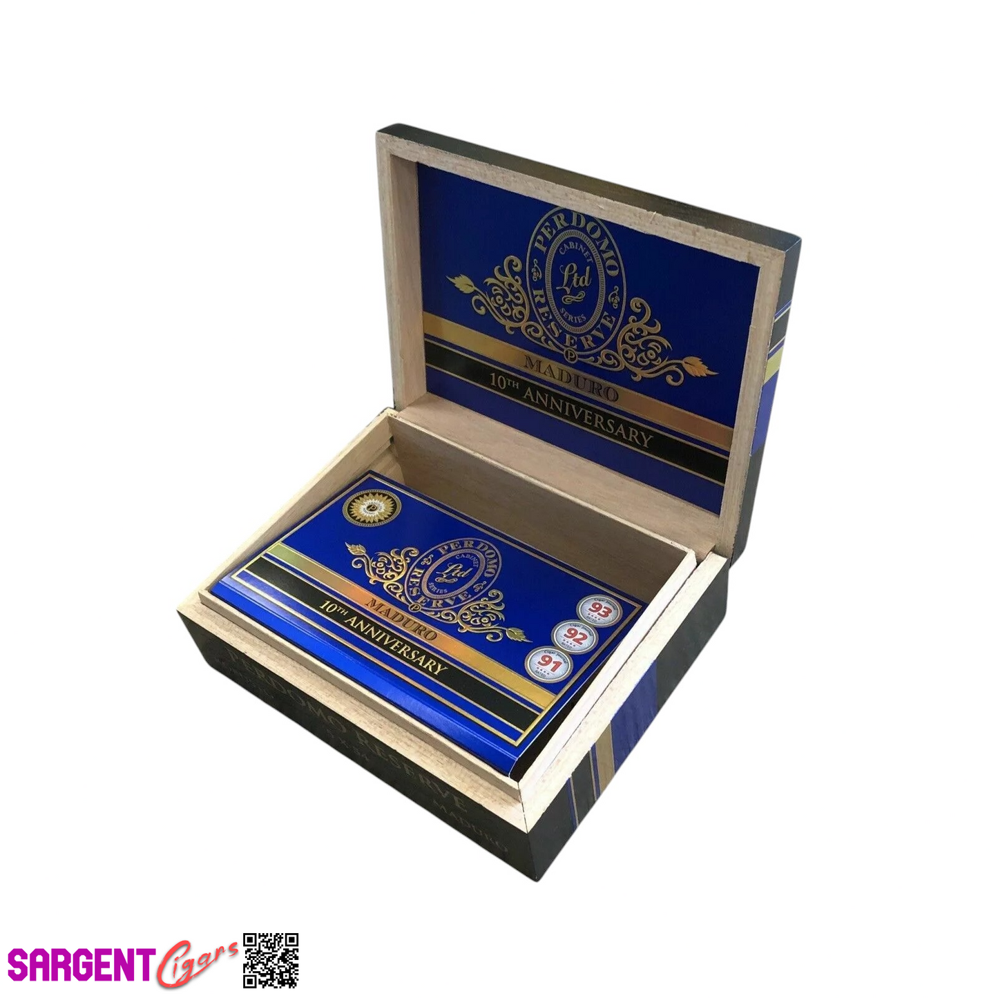 Perdomo 10th Anniversary Maduro Robusto Empty Wooden Cigar Box 8x6x3.5