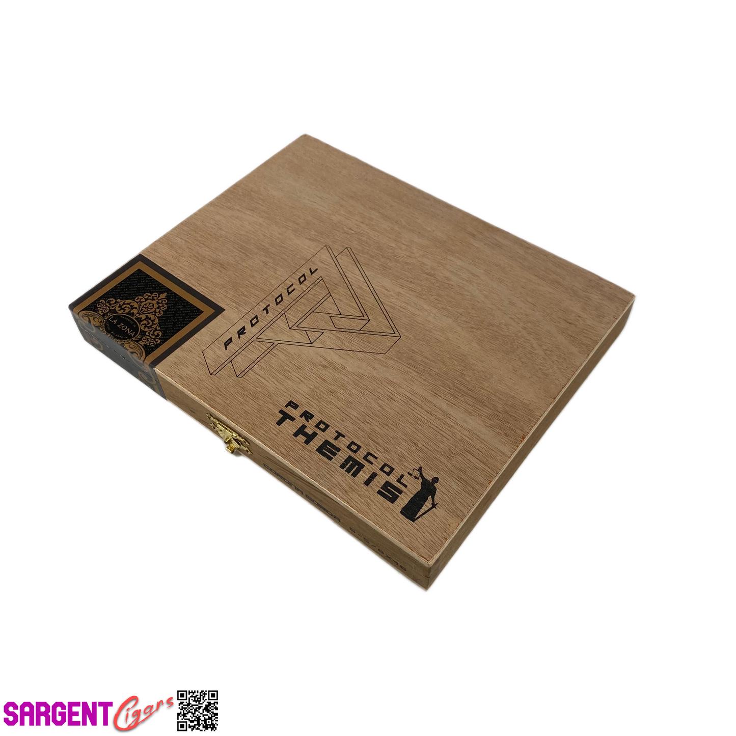 Protocol Themis Corona Gorda Empty Wooden Cigar Box 8x6.5x1
