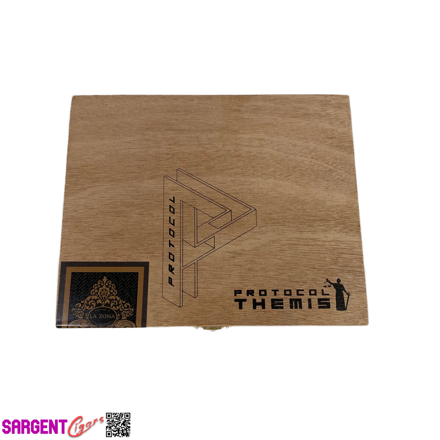 Protocol Themis Corona Gorda Empty Wooden Cigar Box 8x6.5x1