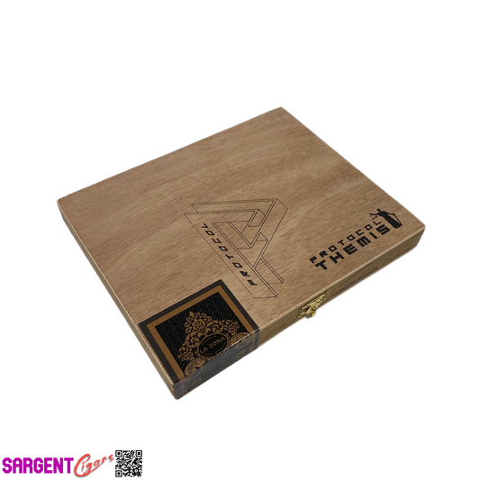 Protocol Themis Corona Gorda Empty Wooden Cigar Box 8x6.5x1