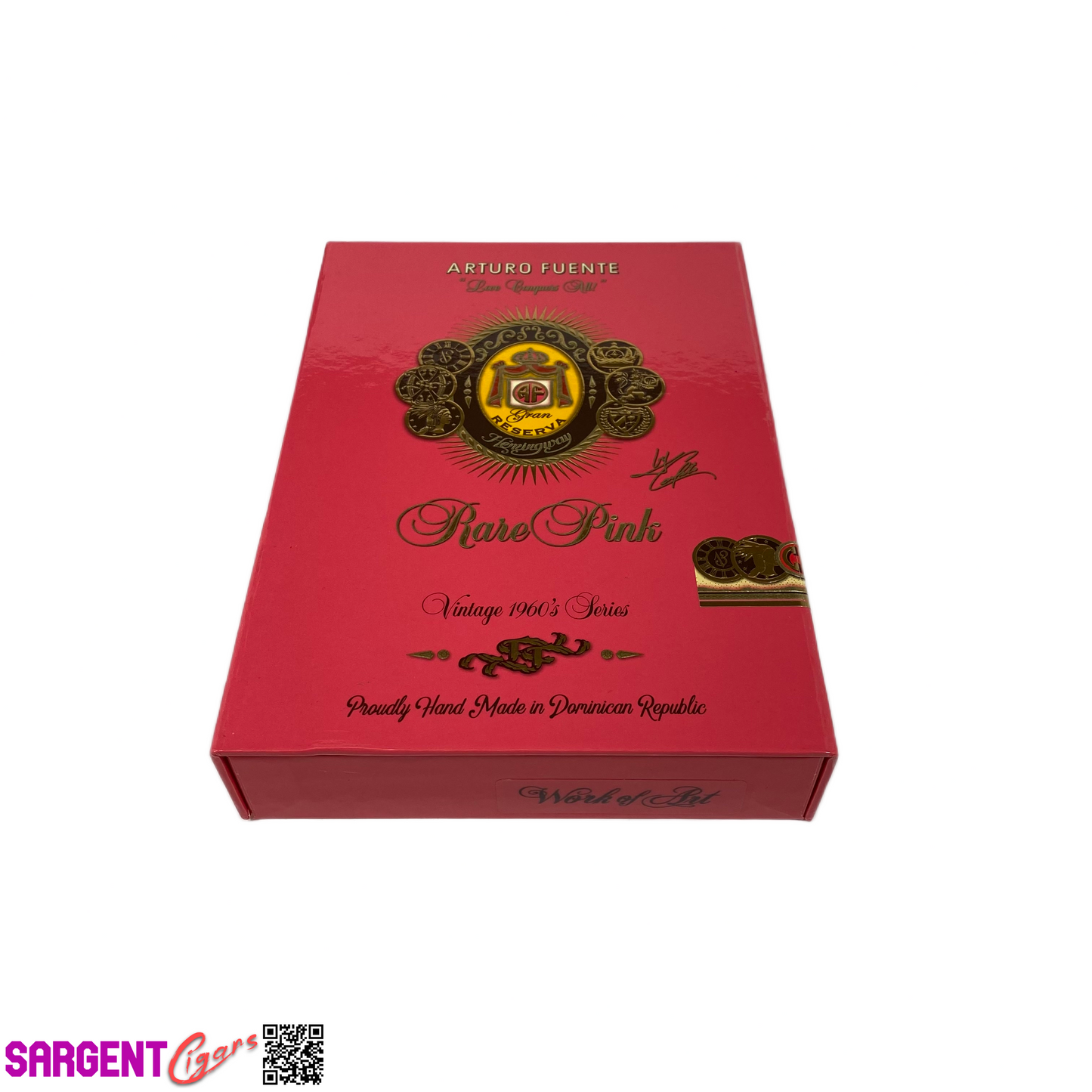 Arturo Fuente Rare Pink Work of Art Cardboard Cigar Box 5.5x7.5x1.25