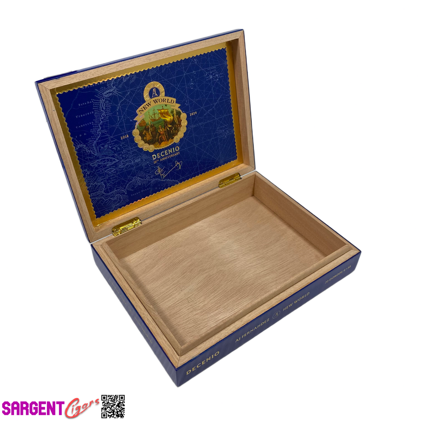 Aj Fernandez New World Decenio Gordo Empty Wooden Cigar Box 9.75x7.25x2