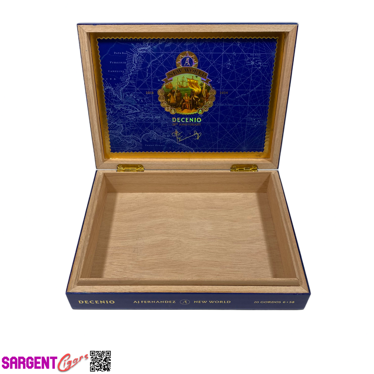Aj Fernandez New World Decenio Gordo Empty Wooden Cigar Box 9.75x7.25x2